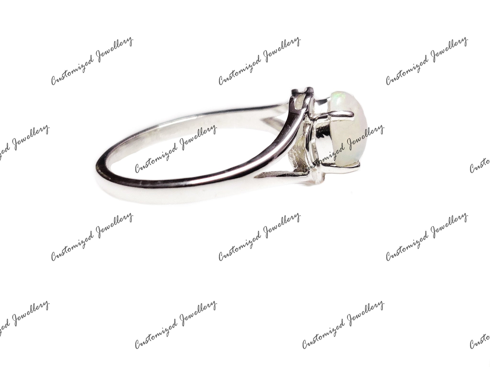 Natural Opal Band Silver Opal Birthstone Ring 6x8 mm Oval Opal October Birthstone Ring Opal Anniversary Ring Sterling Silver Opal Ring