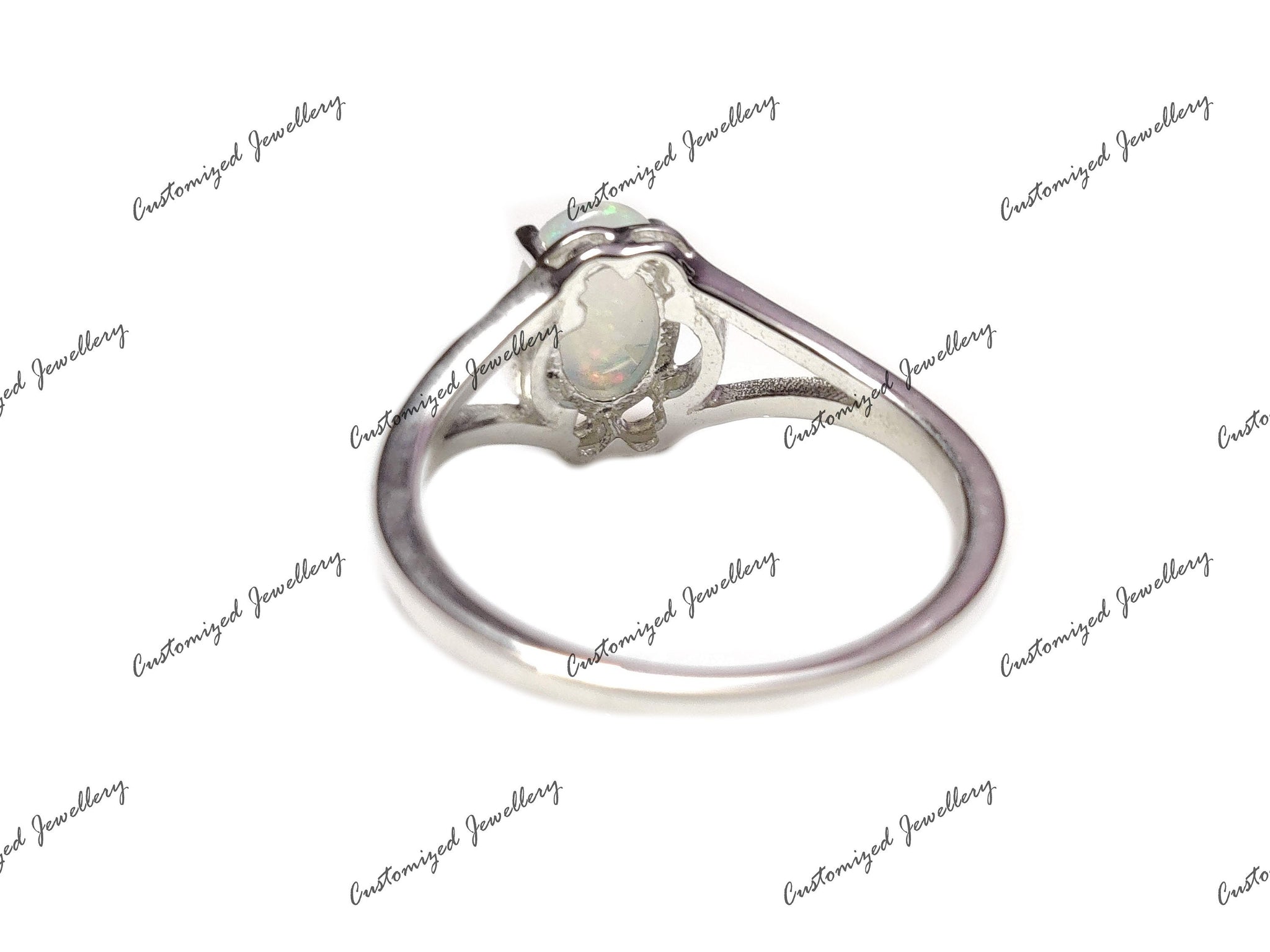 Natural Opal Band Silver Opal Birthstone Ring 6x8 mm Oval Opal October Birthstone Ring Opal Anniversary Ring Sterling Silver Opal Ring