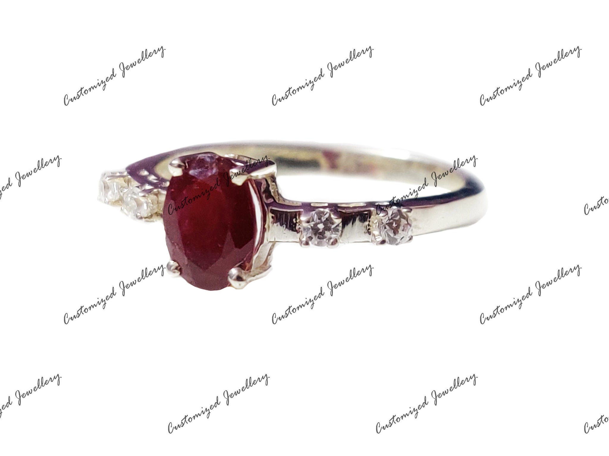 Silver Ruby Birthstone Ring Natural Ruby Anniversary Ring July Birthstone Ring 5x7 mm Oval Ruby Ring Ruby Promise Ring Ruby Birthstone Ring