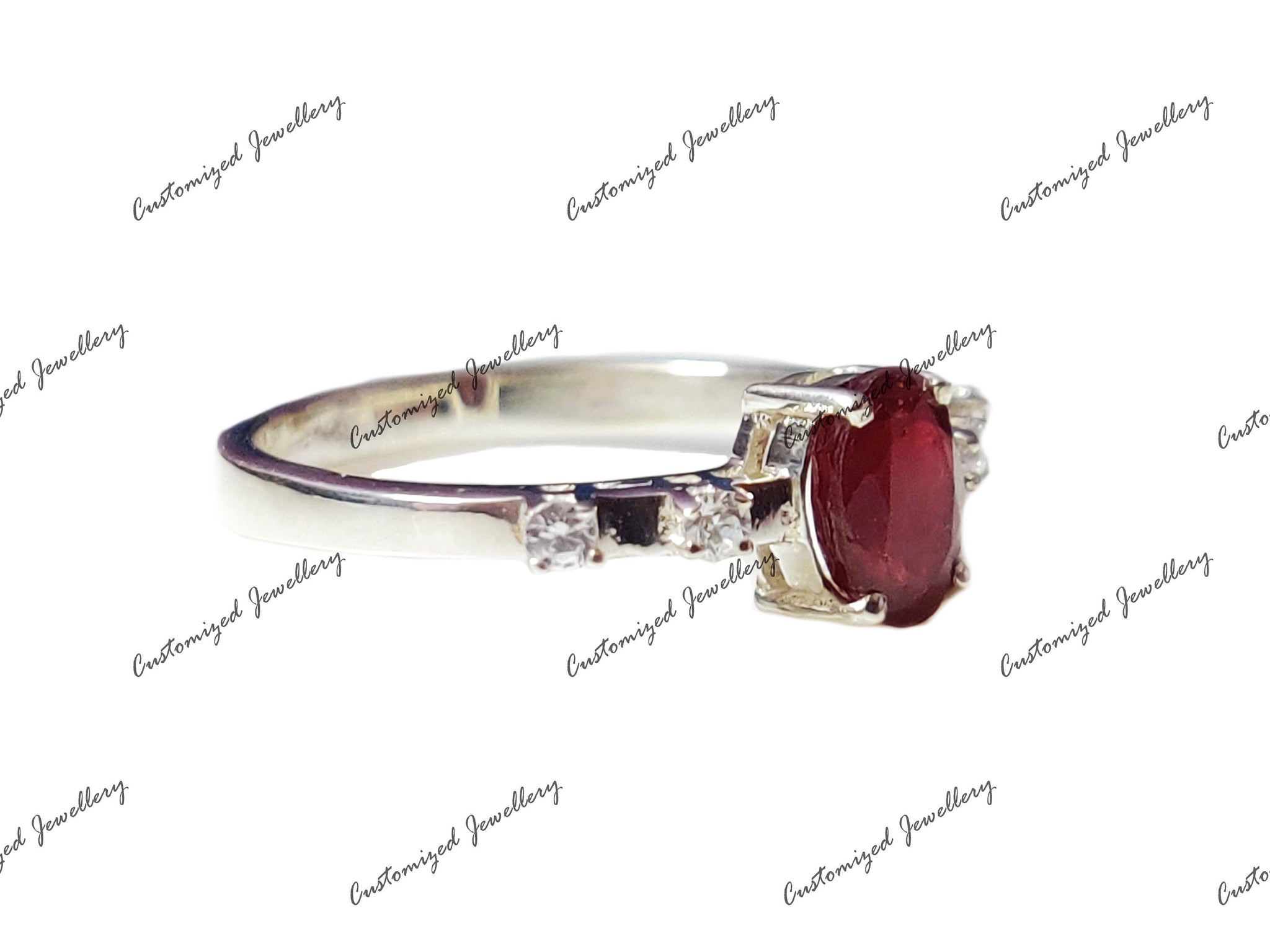Silver Ruby Birthstone Ring Natural Ruby Anniversary Ring July Birthstone Ring 5x7 mm Oval Ruby Ring Ruby Promise Ring Ruby Birthstone Ring