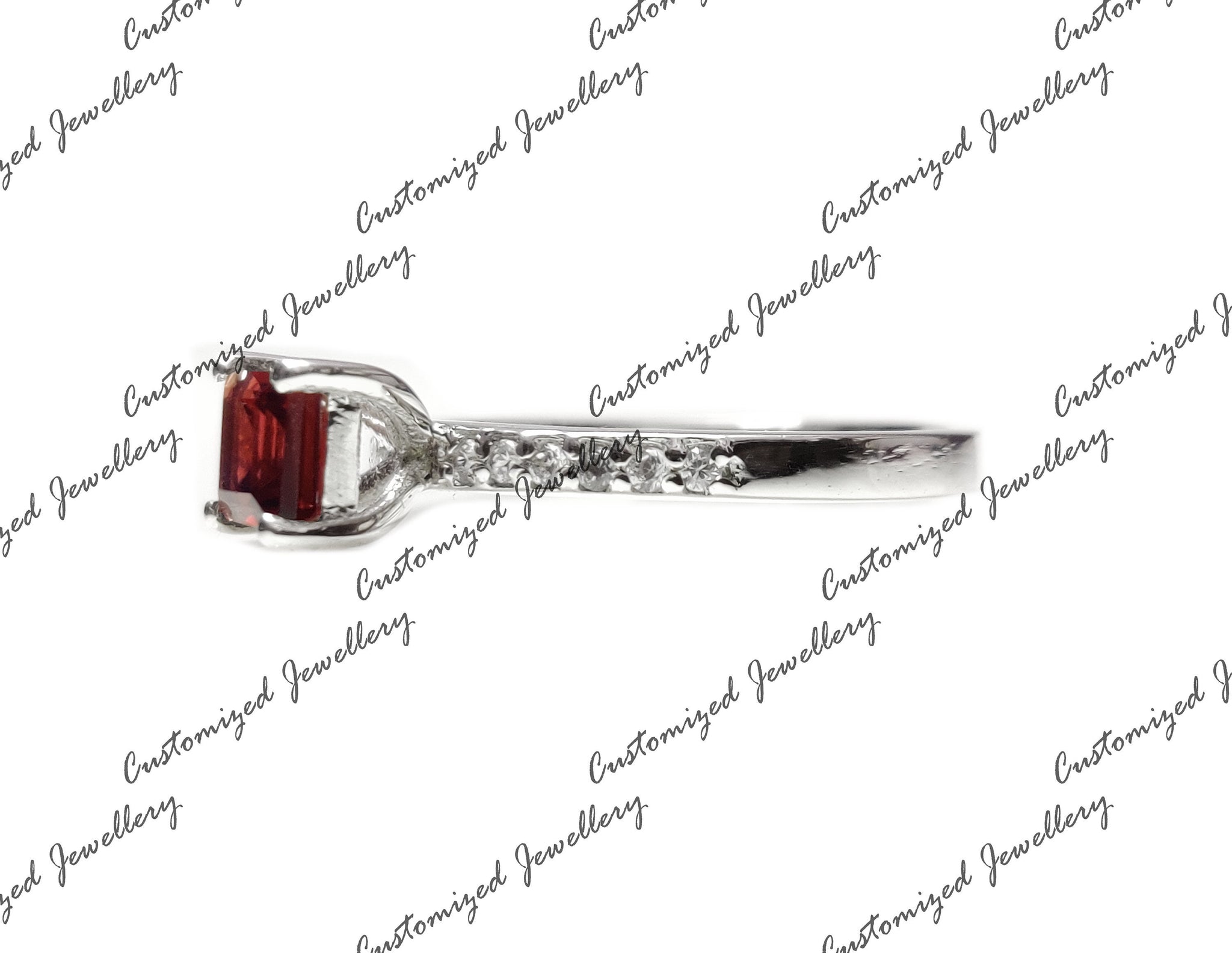 Garnet Promise Ring Garnet Stacking Ring Natural Garnet Engagement Band 925 Silver Garnet Stackable Band 5 mm Square Cut Garnet Ring For Her