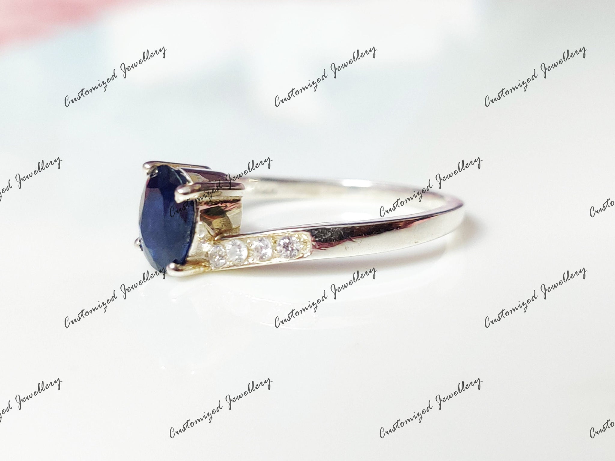 Natural Sapphire Twist Ring 1 Ct Sapphire Anniversary Ring 925 Sterling Silver Sapphire Promise Ring September Birthstone Ring Gift For Her