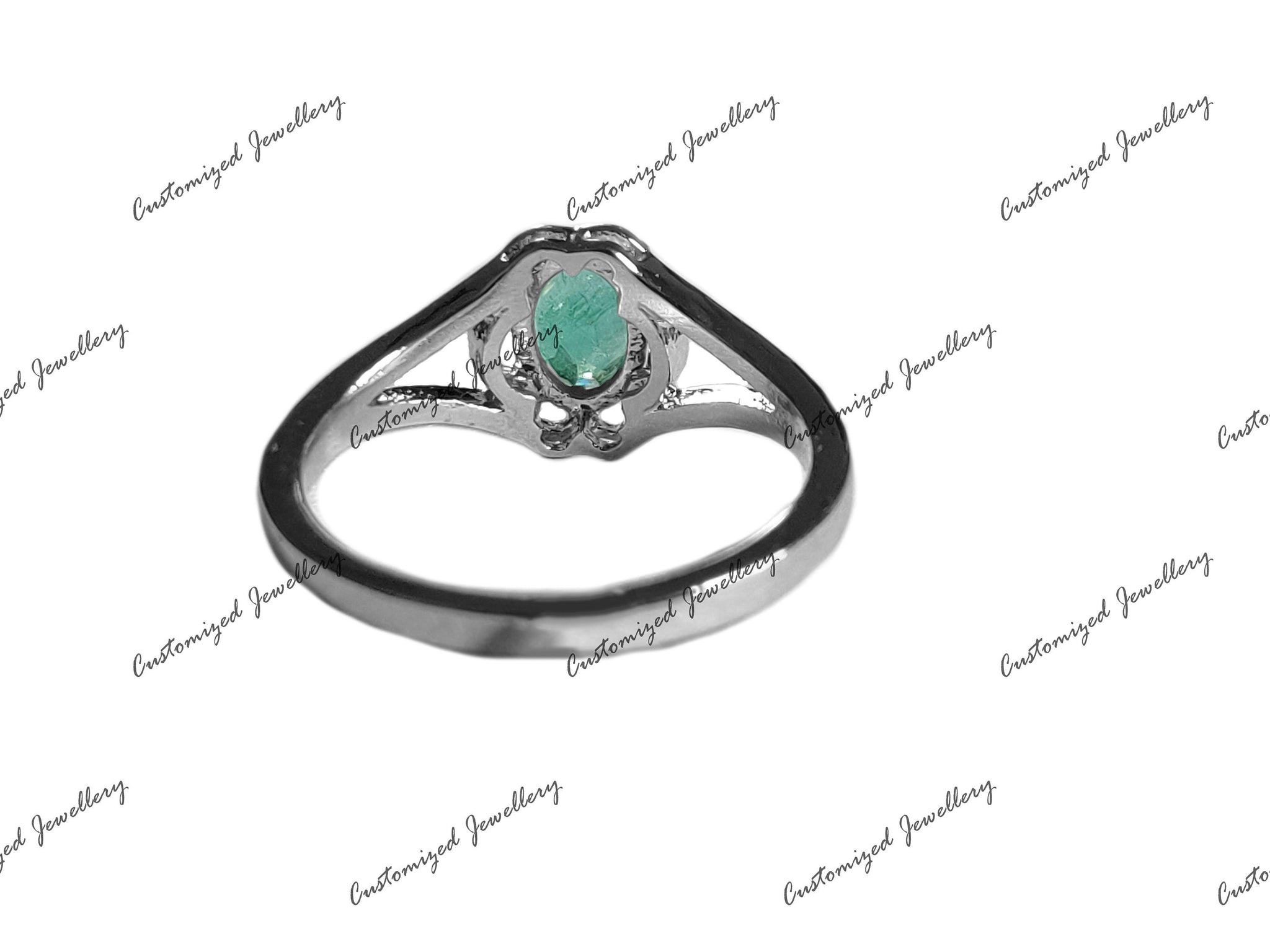 Natural Emerald Band Silver Emerald Birthstone Ring 6x8 mm Oval Emerald May Birthstone Ring Emerald Anniversary Ring 925 Silver Emerald Ring