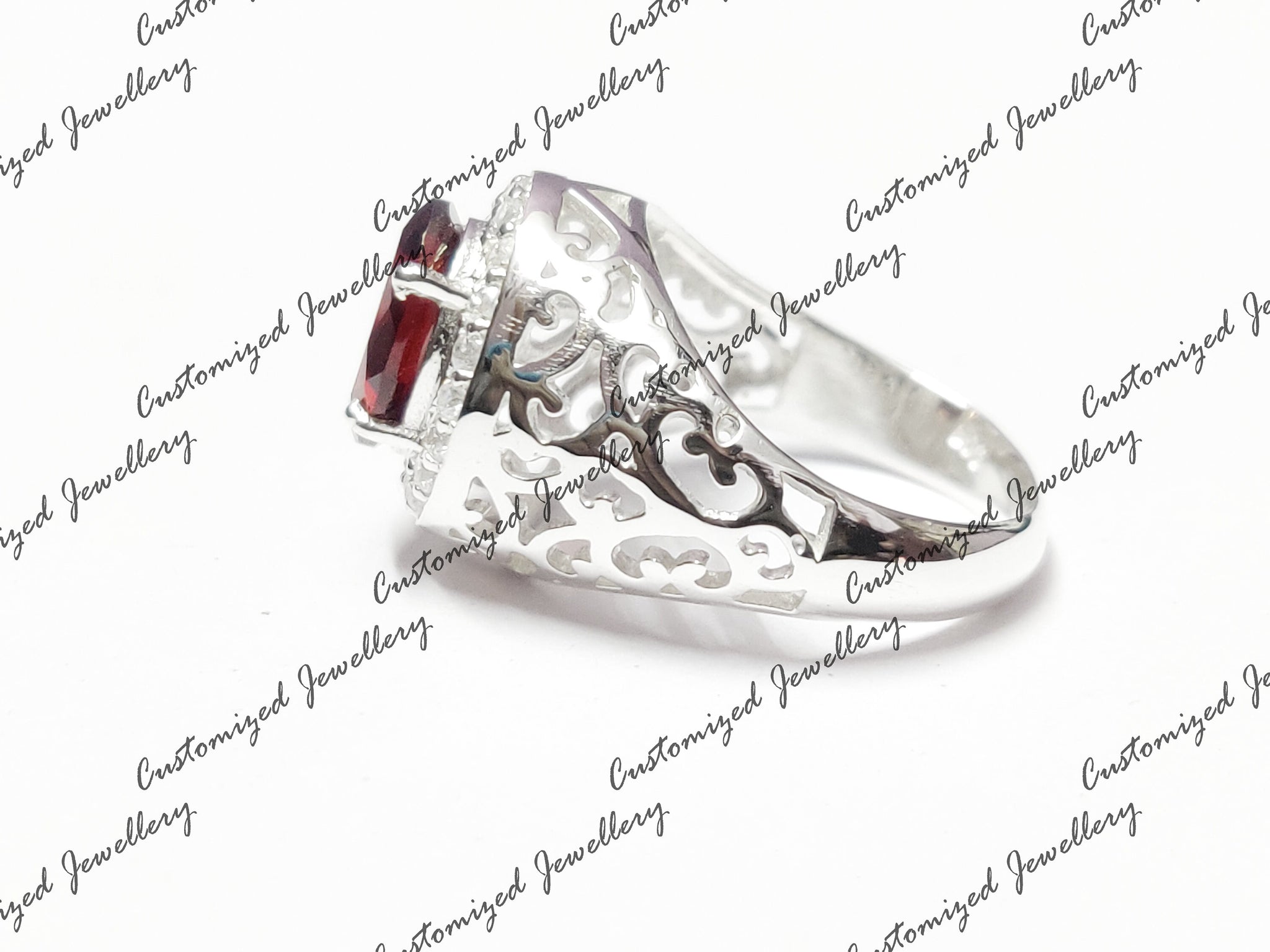 Big Garnet Statement Ring Art Deco Garnet Ring Large Garnet Statement Ring 8x10 Oval Garnet January Birthstone Ring Big Red Garnet Ring