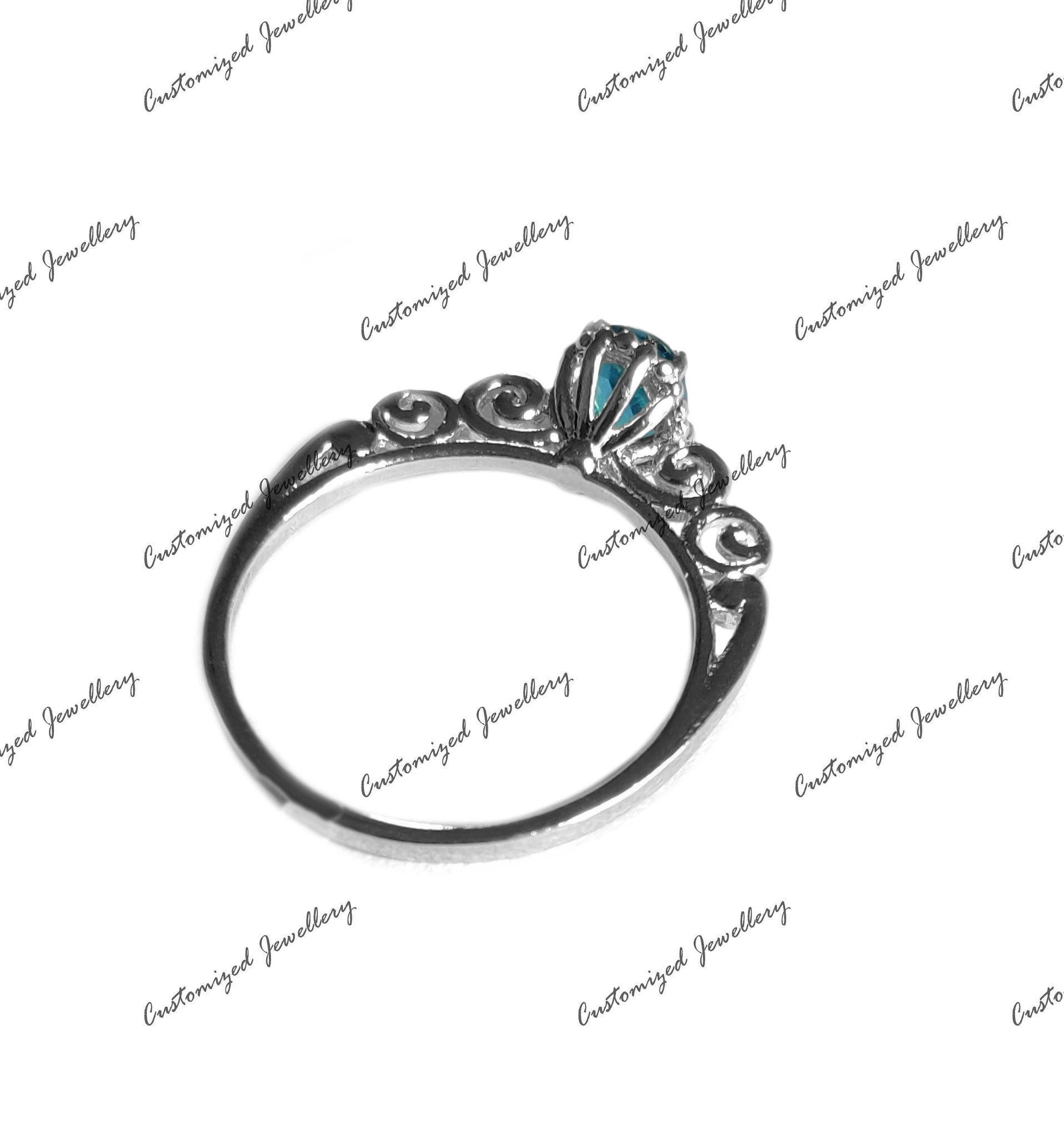London Blue Topaz Stacking Ring 6x8 mm Oval London Topaz Band November Birthstone Ring 925 Silver London Topaz Anniversary Ring For Her