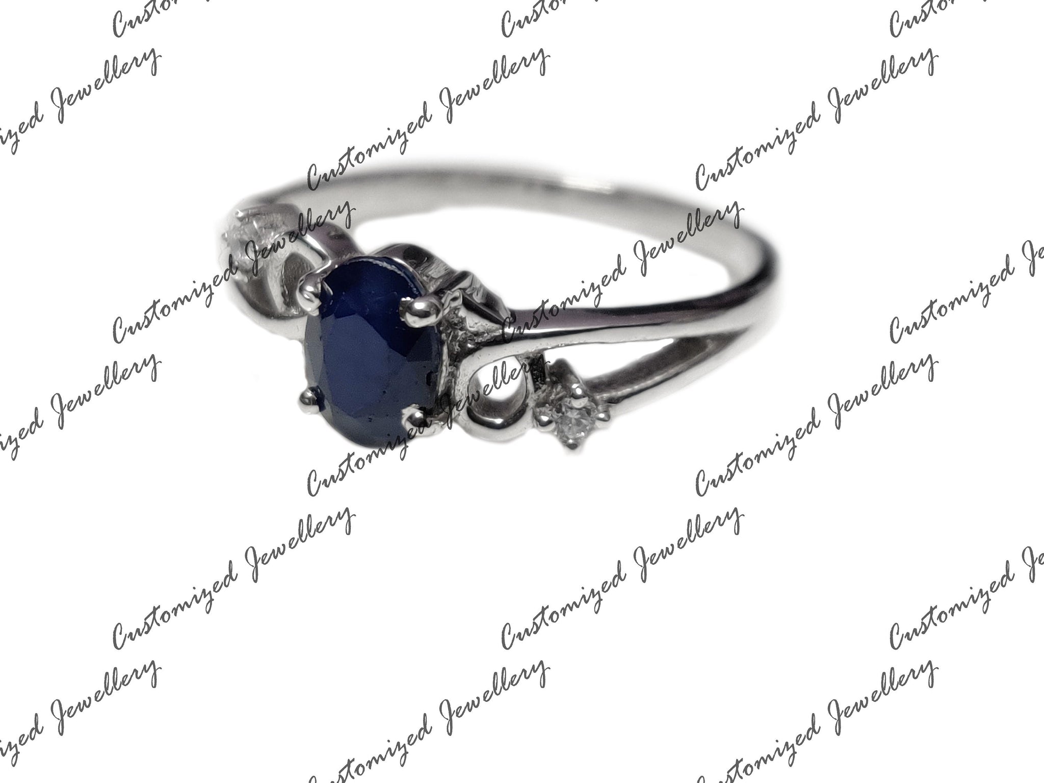 Blue Sapphire Bridal Band Natural Sapphire Promise Ring 925 Silver Blue Sapphire Anniversary Ring September Birthstone Ring Flower Sapphire