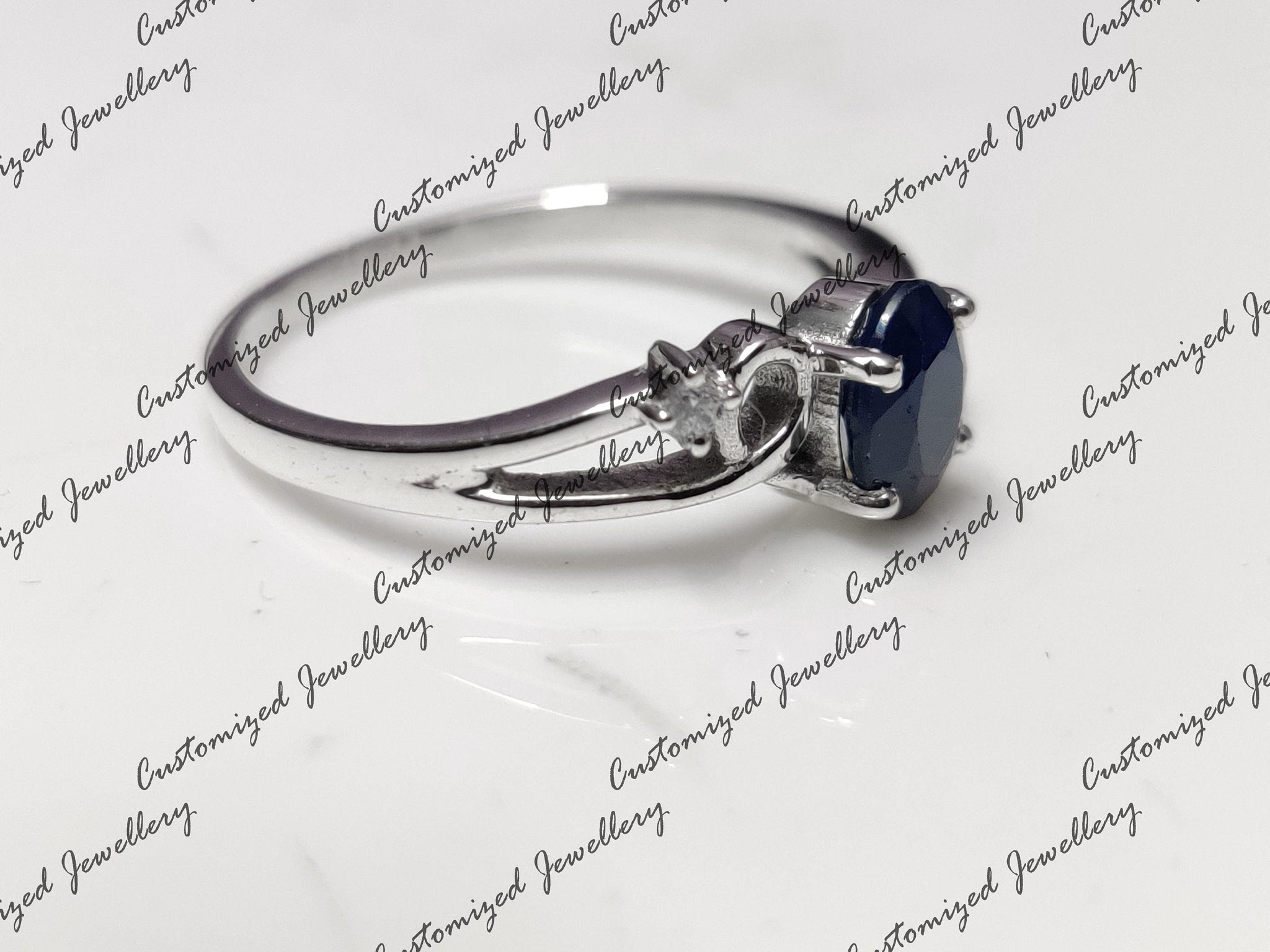 Blue Sapphire Bridal Band Natural Sapphire Promise Ring 925 Silver Blue Sapphire Anniversary Ring September Birthstone Ring Flower Sapphire