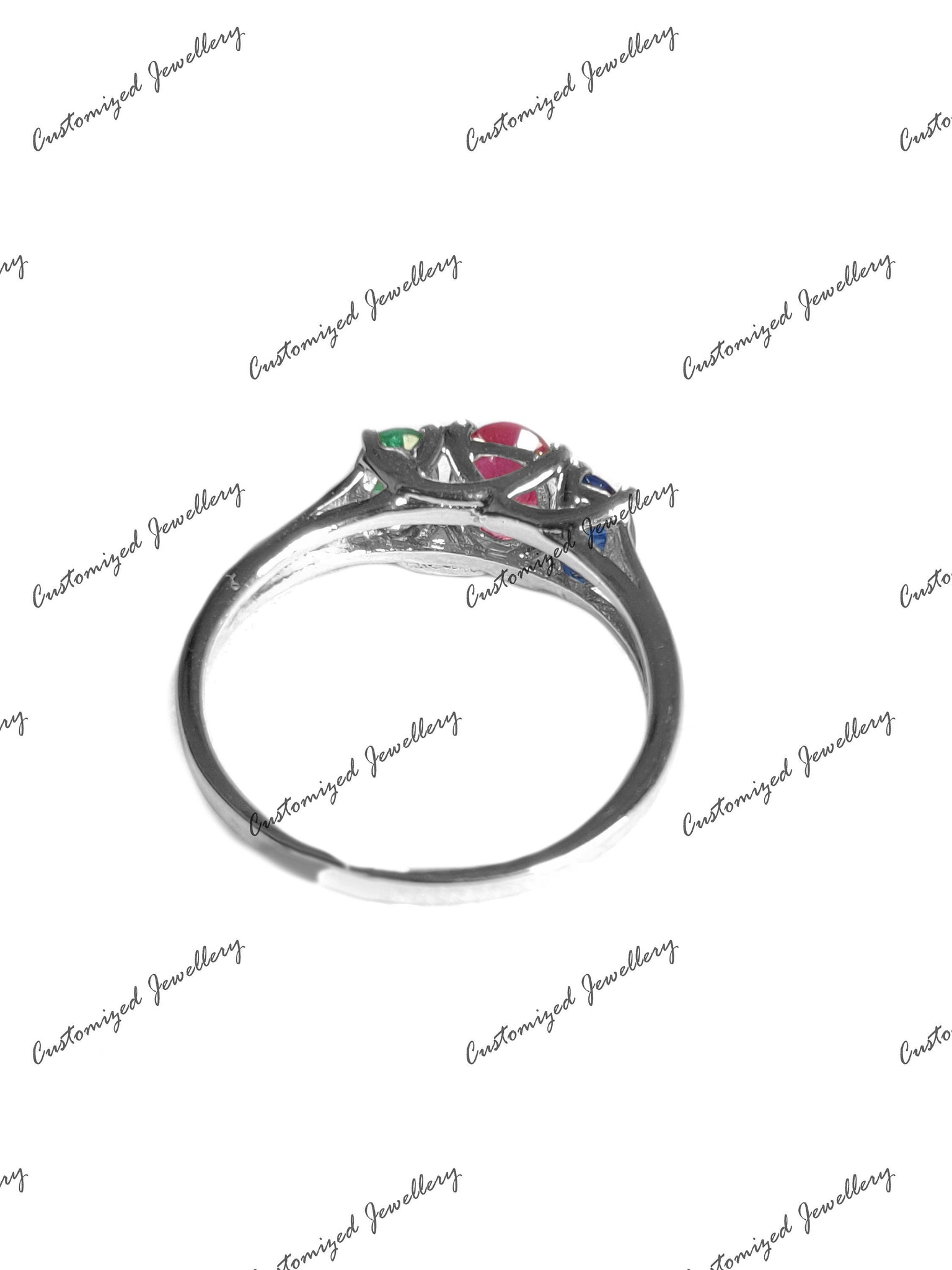 Silver Multistone Ring Ruby Sapphire Emerald Engagement Ring 3 Stonee Ring RGB Ring Silver Multistone Band High Quality Gemstone Ring