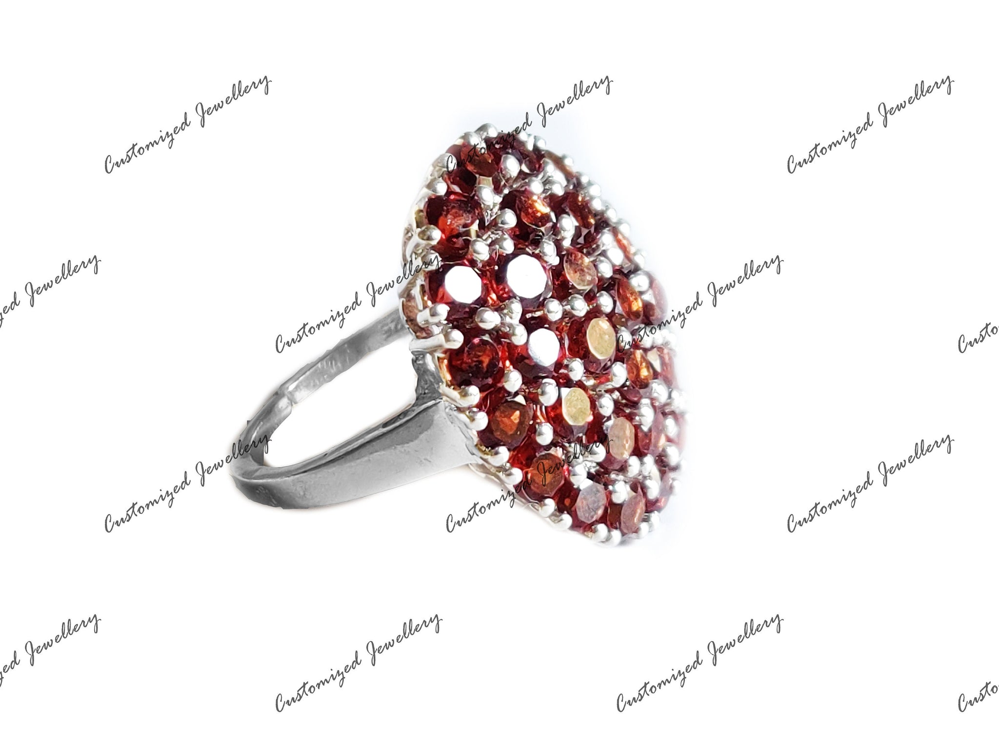925 Silver Garnet Statement Ring Garnet Anniversary Ring Big Garnet Ring January Birthstone Ring 7 Ct Garnet Birthstone Ring For Her
