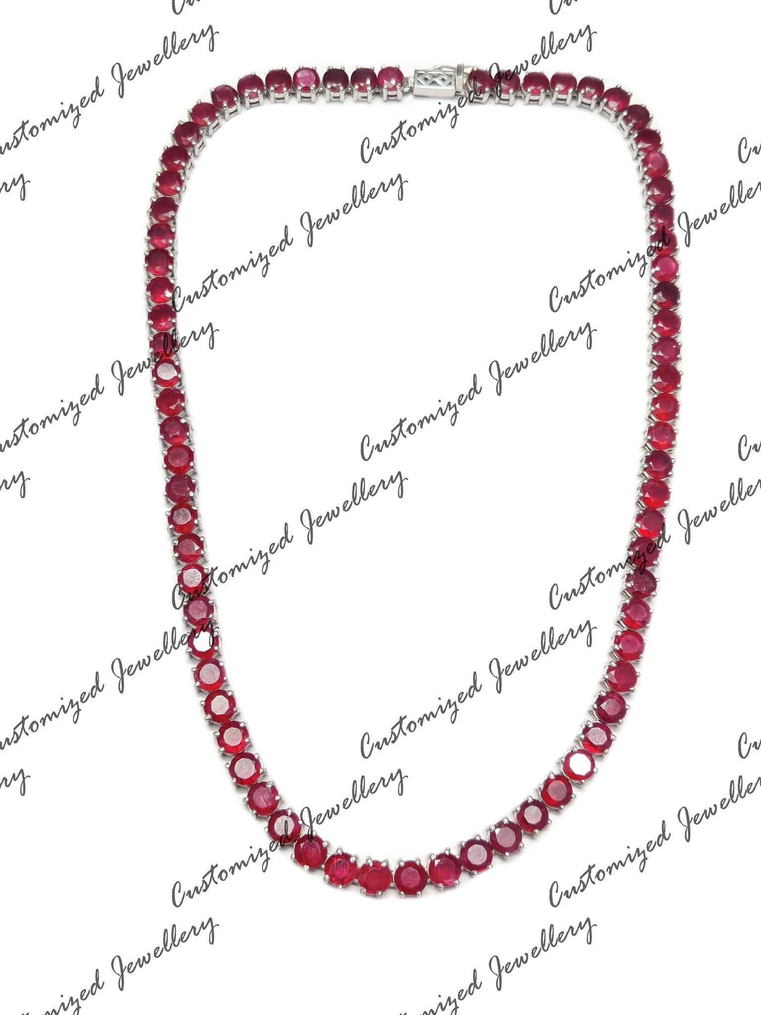 Genuine Ruby Necklace Natural Ruby Tennis Necklace Real Ruby Necklace Ruby Tennis Chain Natural Ruby Necklace Ruby July Birthstone Necklace
