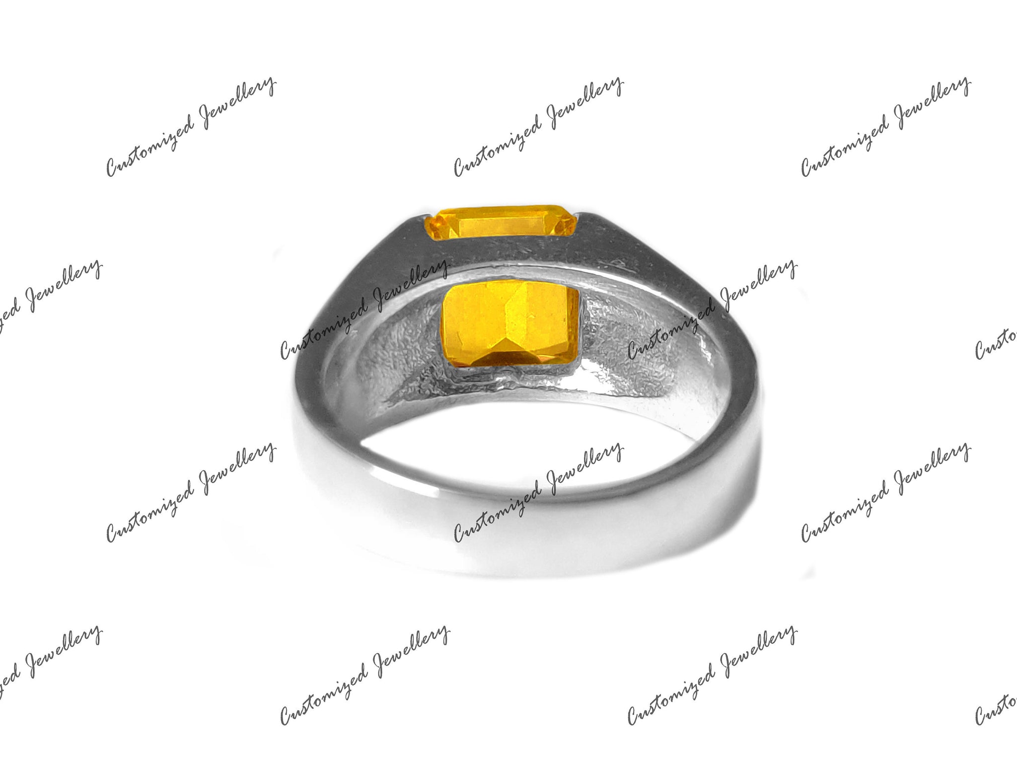 AAA Grade Citrine Ring For Men Natural Citrine Ring Men 2.5 Ct Golden Citrine Solid Silver Mens Ring November Birthstone Ring For Men
