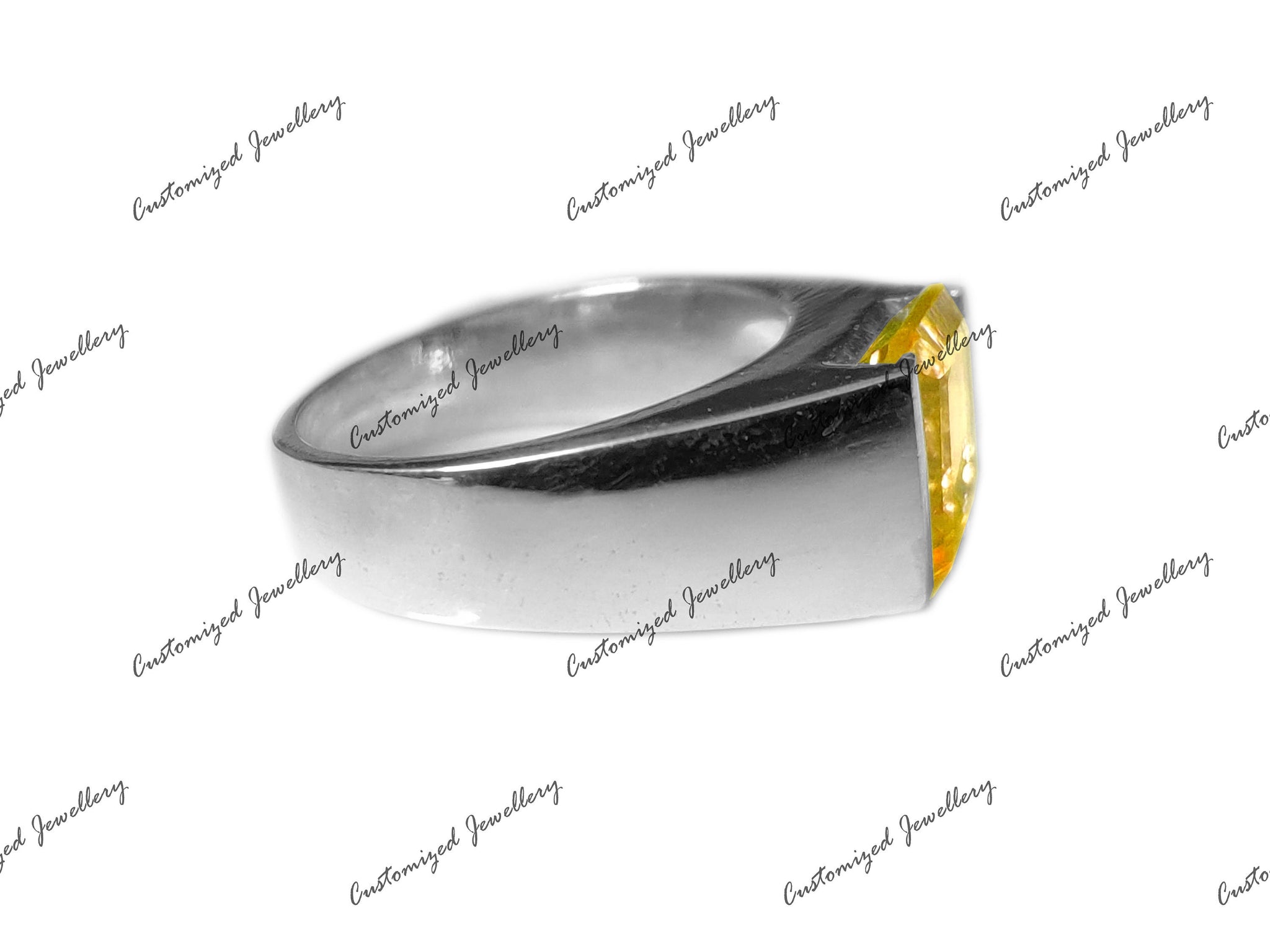 AAA Grade Citrine Ring For Men Natural Citrine Ring Men 2.5 Ct Golden Citrine Solid Silver Mens Ring November Birthstone Ring For Men