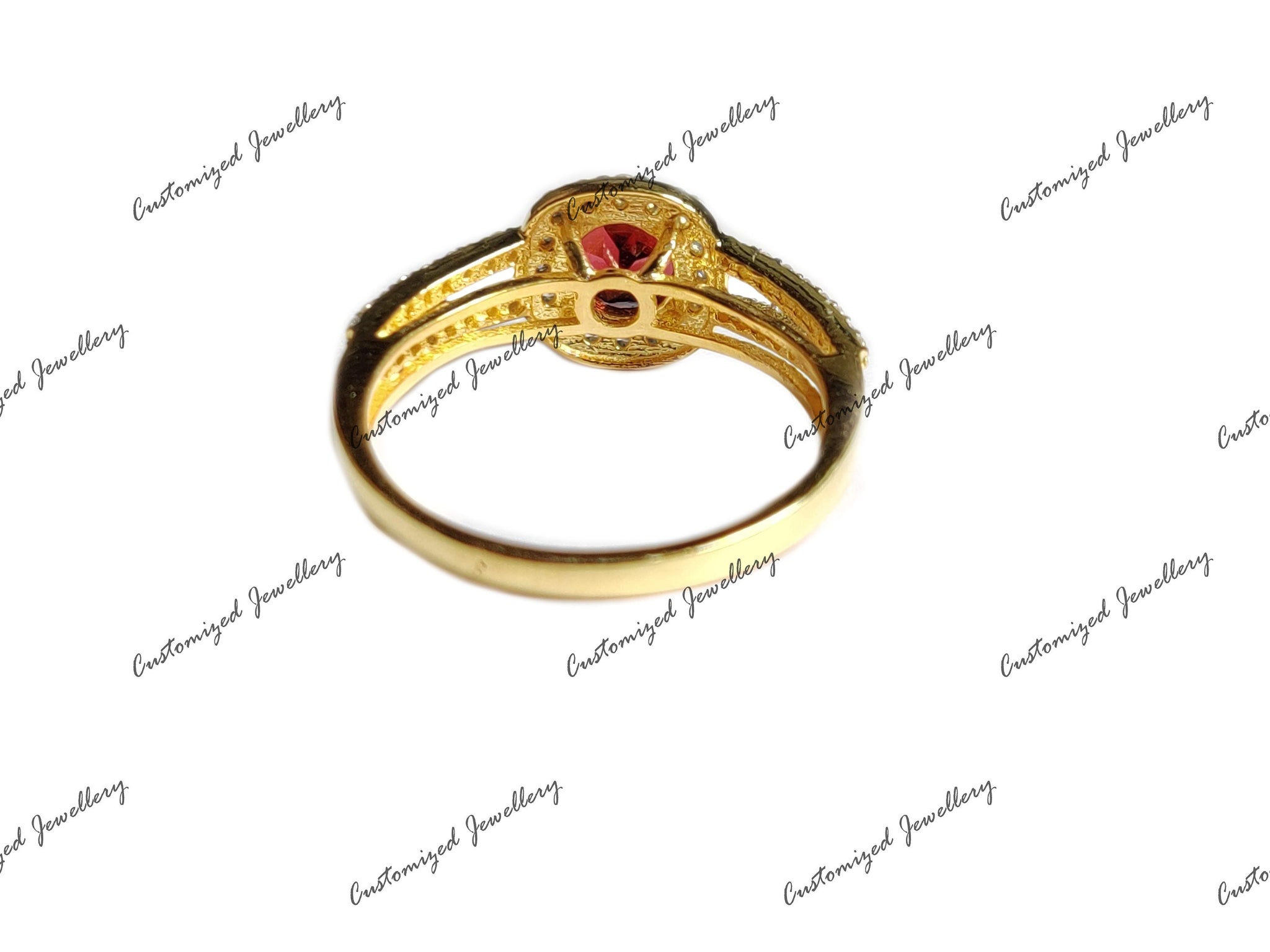 Natural Garnet Engagement Ring 18K Gold Plated Red Garnet Engagement Band For Her Solid Silver Garnet Anniverasary Ring Garnet Promise Ring