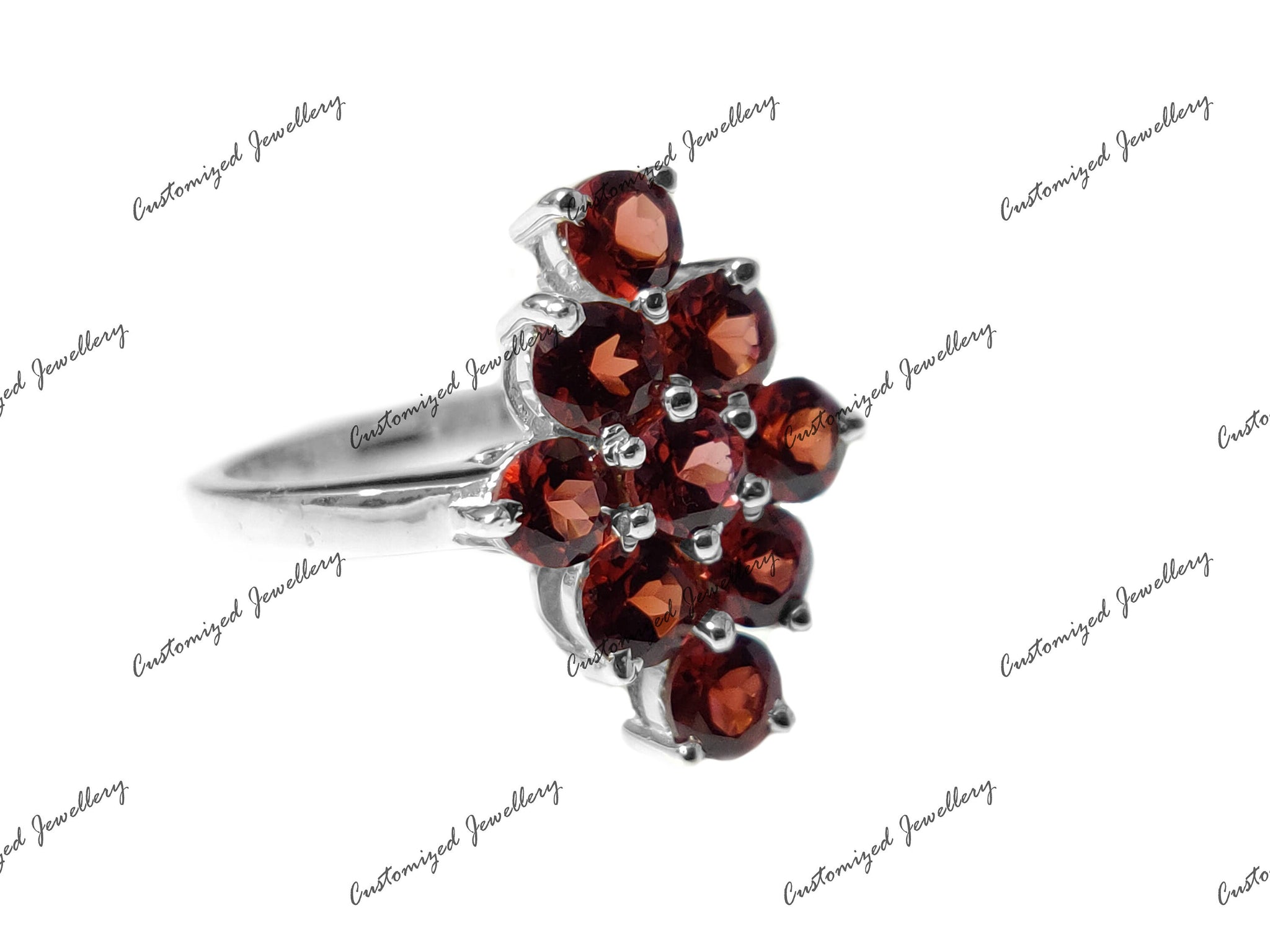 Solid Silver Garnet Statement Ring Garnet Anniversary Ring Garnet Promise Ring January Birthstone Ring Silver Garnet Birthstone Ring For Her