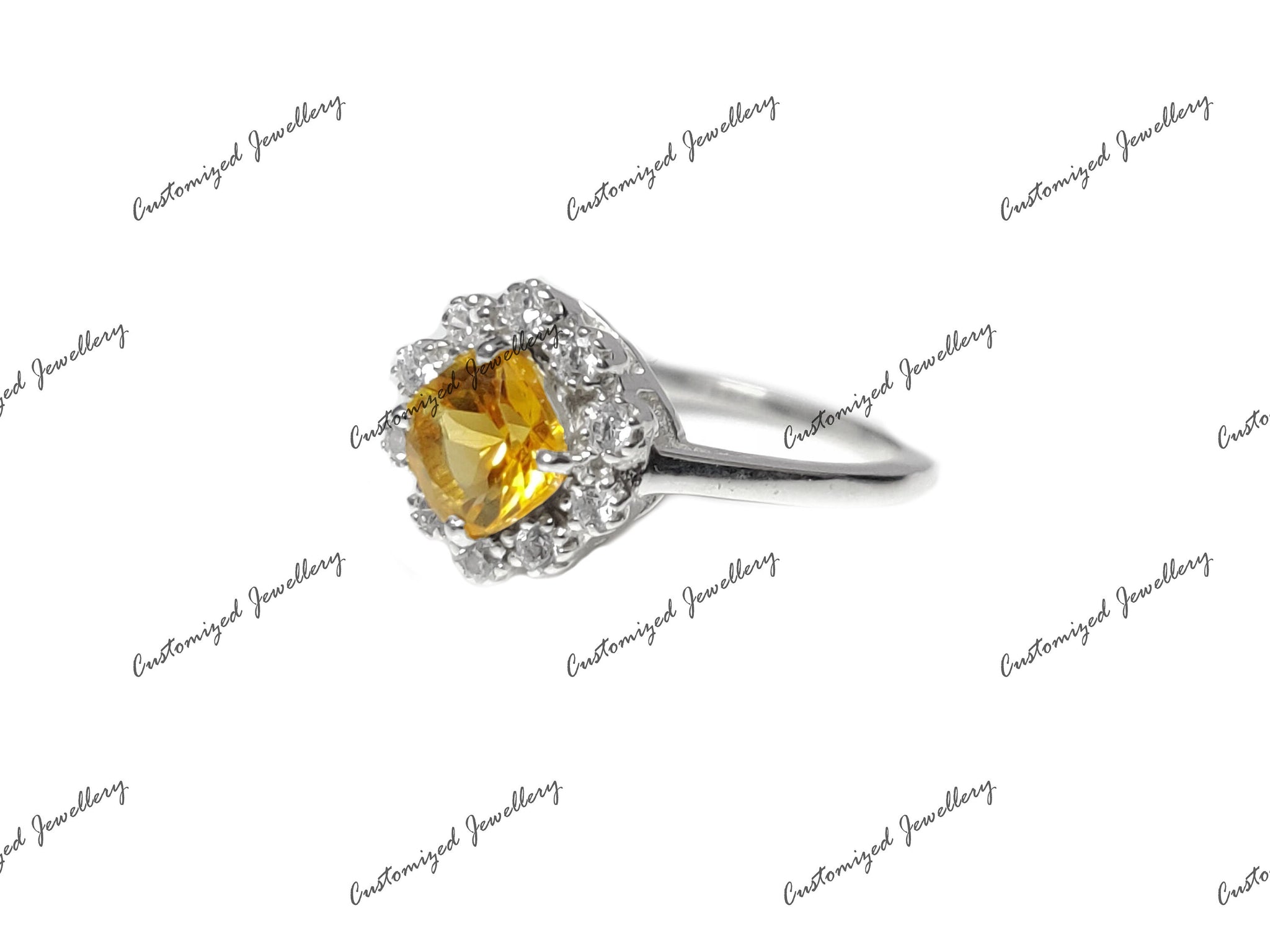 Silver Citrine Promise Ring Natural Citrine Cushion Cut Citrine Band For Her Solid Silver Citrine Birthstone Band Yellow Citrine Ring