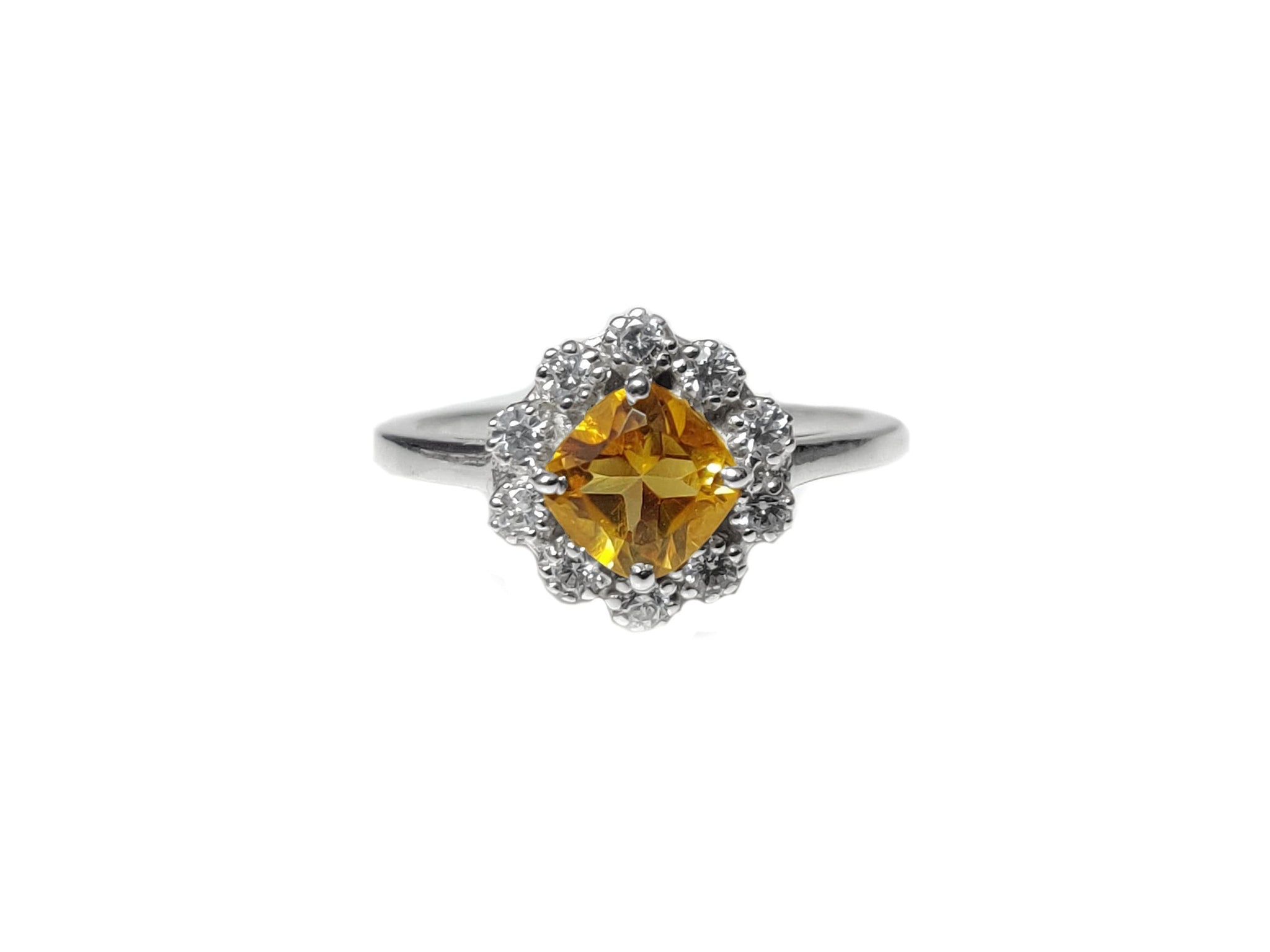 Silver Citrine Promise Ring Natural Citrine Cushion Cut Citrine Band For Her Solid Silver Citrine Birthstone Band Yellow Citrine Ring
