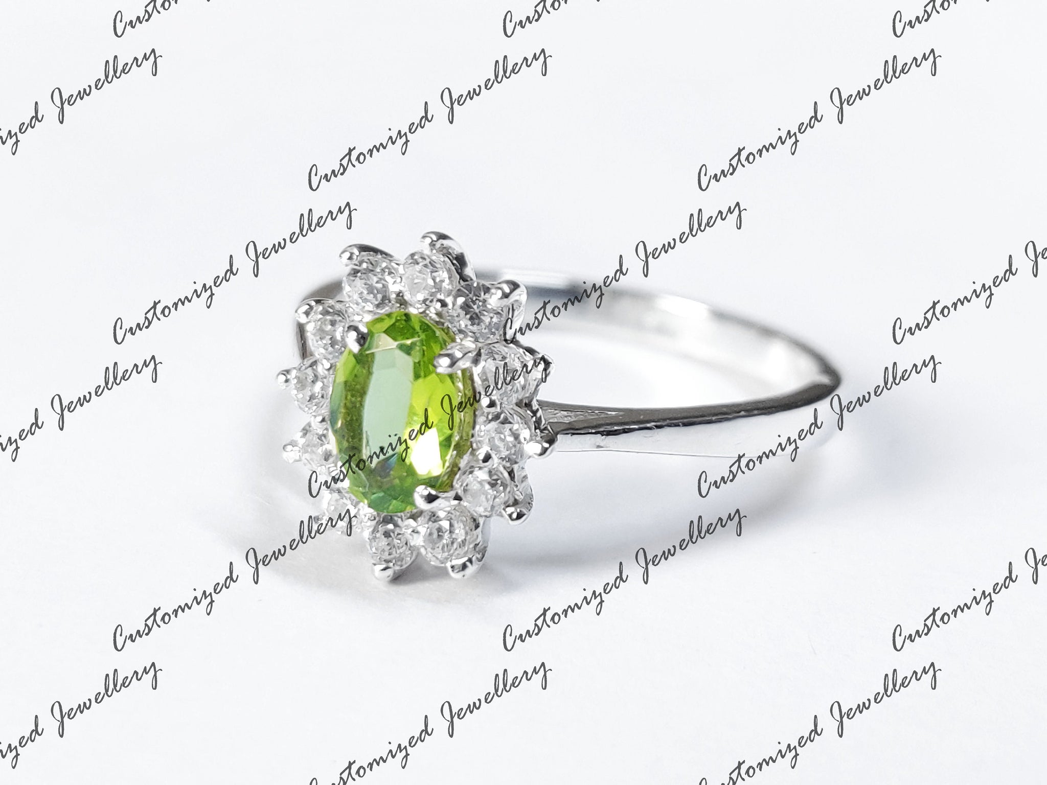Silver Peridot Solitaire Ring 5x7 mm Oval Peridot Promise Ring Natural Peridot Anniversary Ring Ausgust Birthstone Ring Mothers Day Gift