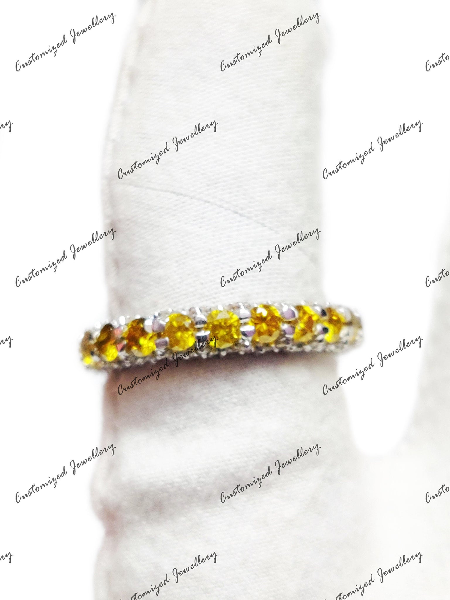 Natural Diamond Eternity Wedding Band Yellow Canary Diamond Engagement Band 2.2 Ct Yellow CVD Diamond Wedding Ring Diamond Eternity Ring
