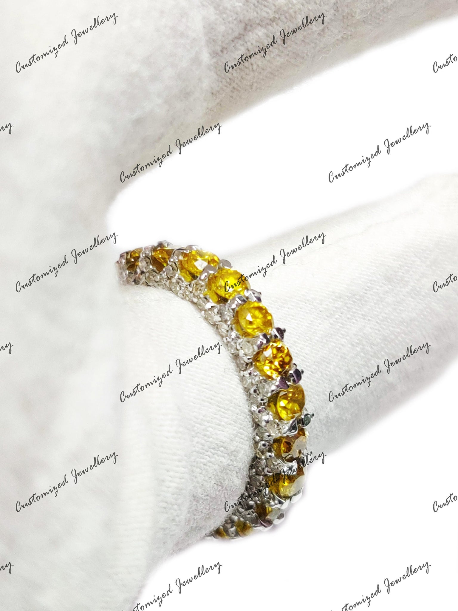 Natural Diamond Eternity Wedding Band Yellow Canary Diamond Engagement Band 2.2 Ct Yellow CVD Diamond Wedding Ring Diamond Eternity Ring