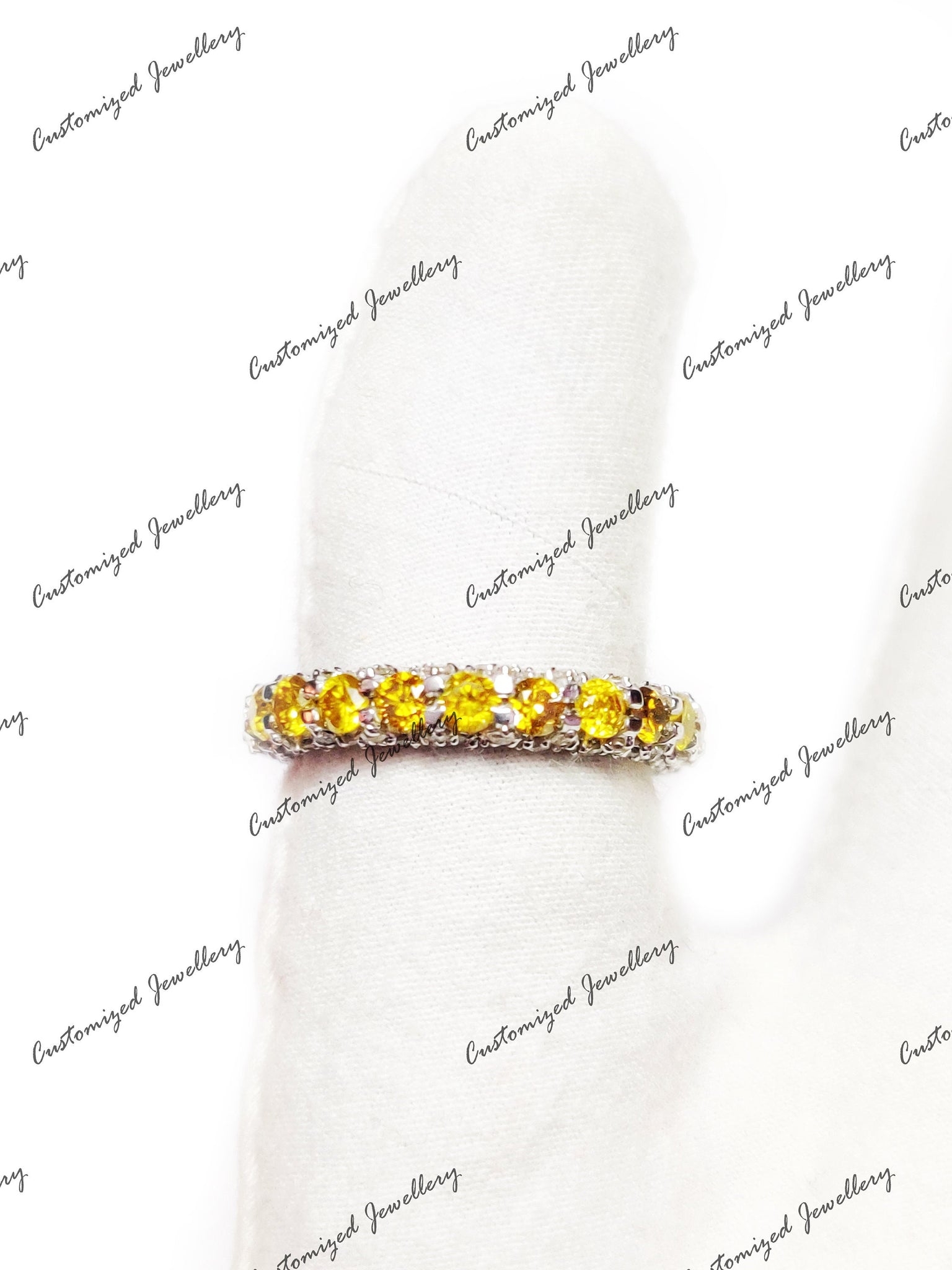 Natural Diamond Eternity Wedding Band Yellow Canary Diamond Engagement Band 2.2 Ct Yellow CVD Diamond Wedding Ring Diamond Eternity Ring