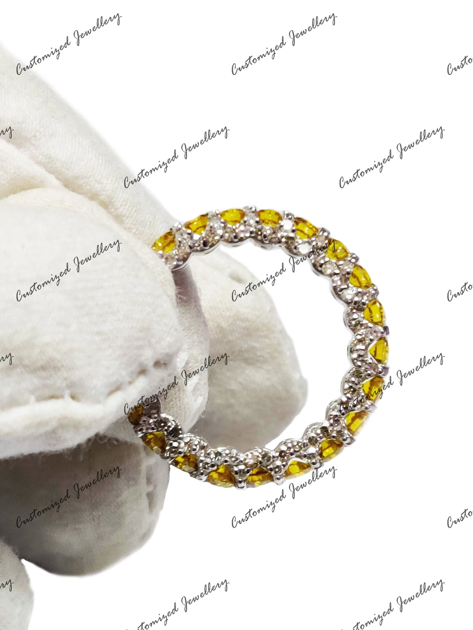 Natural Diamond Eternity Wedding Band Yellow Canary Diamond Engagement Band 2.2 Ct Yellow CVD Diamond Wedding Ring Diamond Eternity Ring