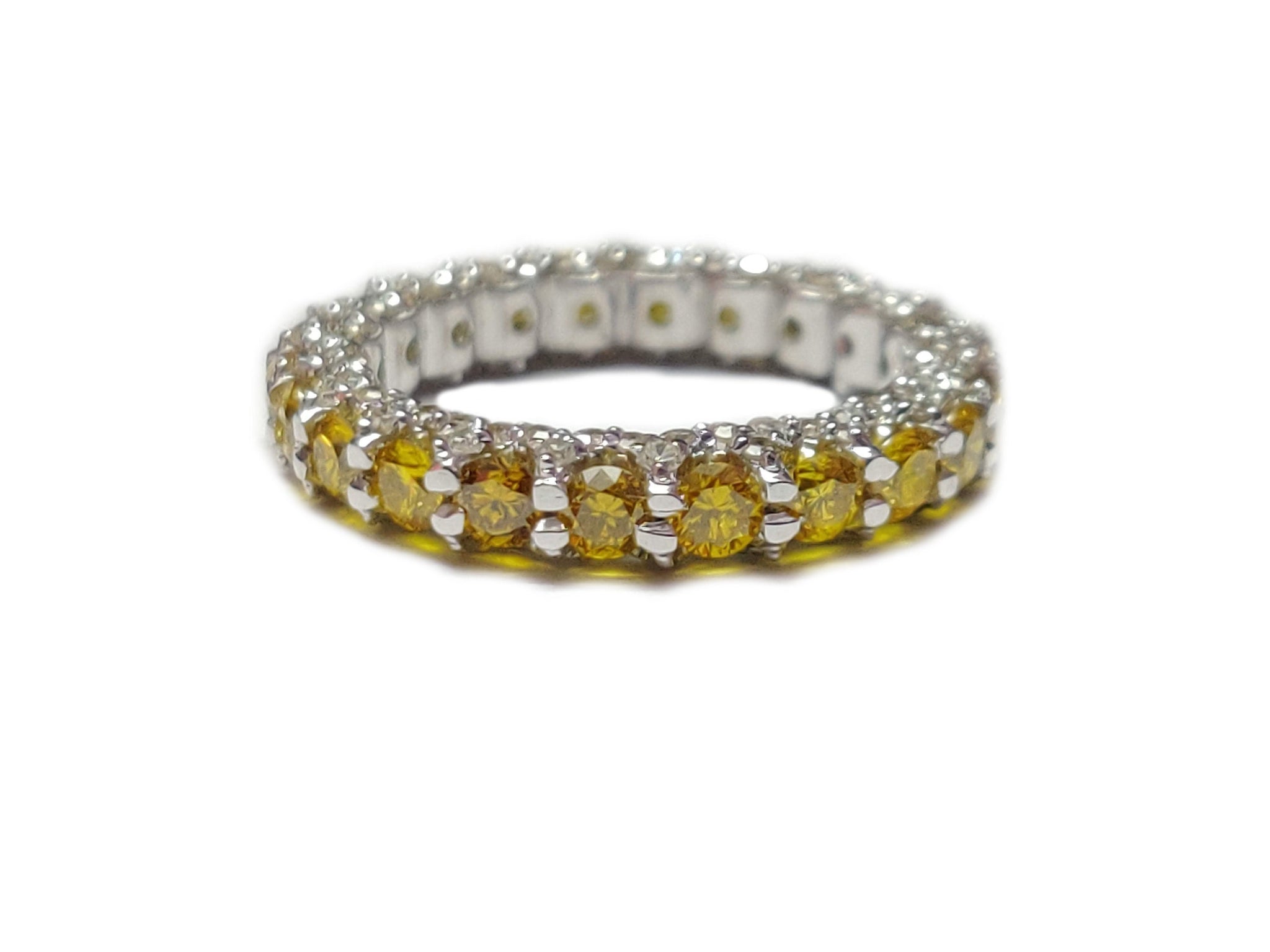 Natural Diamond Eternity Wedding Band Yellow Canary Diamond Engagement Band 2.2 Ct Yellow CVD Diamond Wedding Ring Diamond Eternity Ring