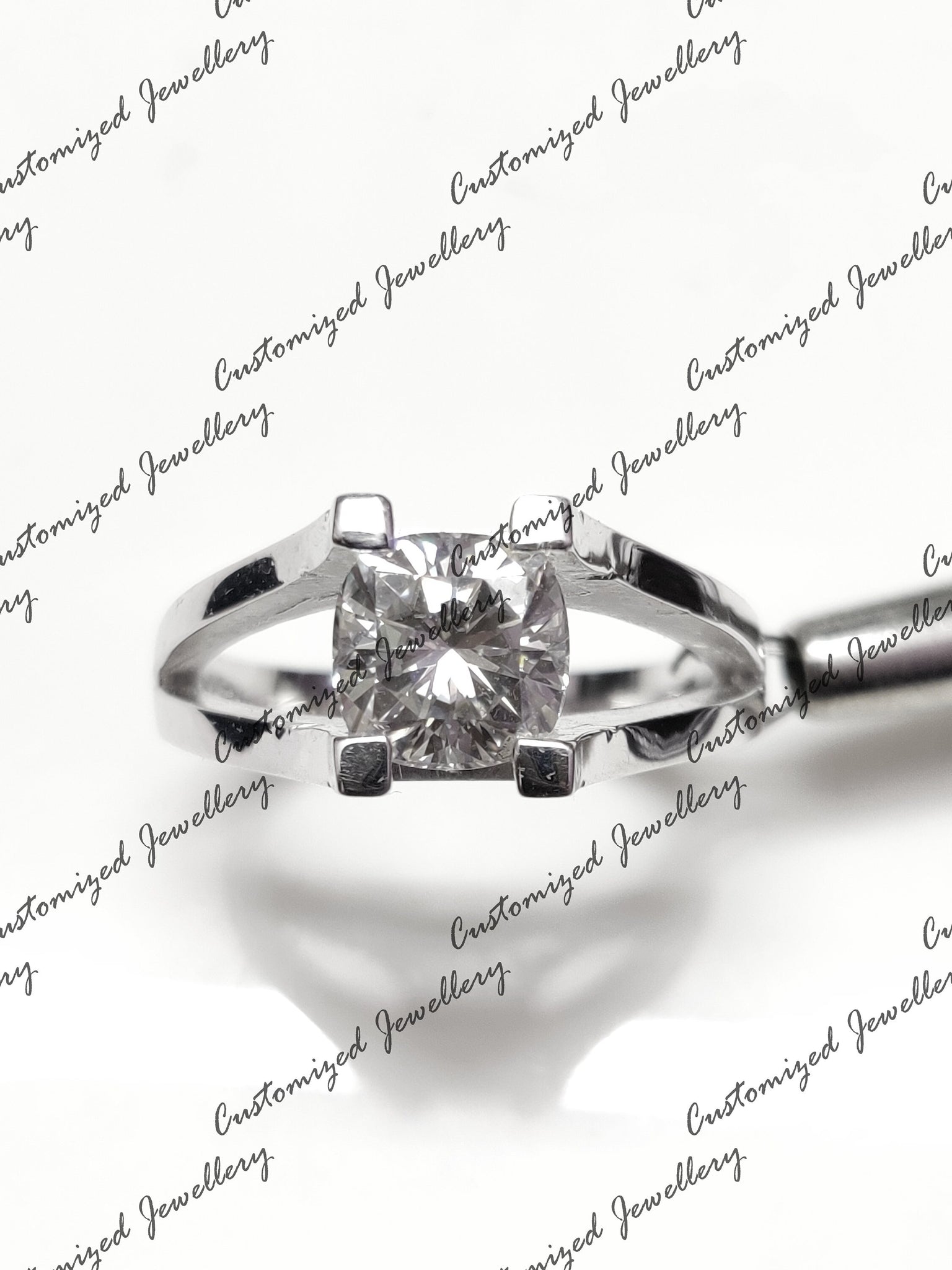 Natural Moissanite Statement Ring Cushion Cut Moissanite Band Big Moissanite Ring Moissanite Diamond Engagement Band 8 mm Cushion Moissanite