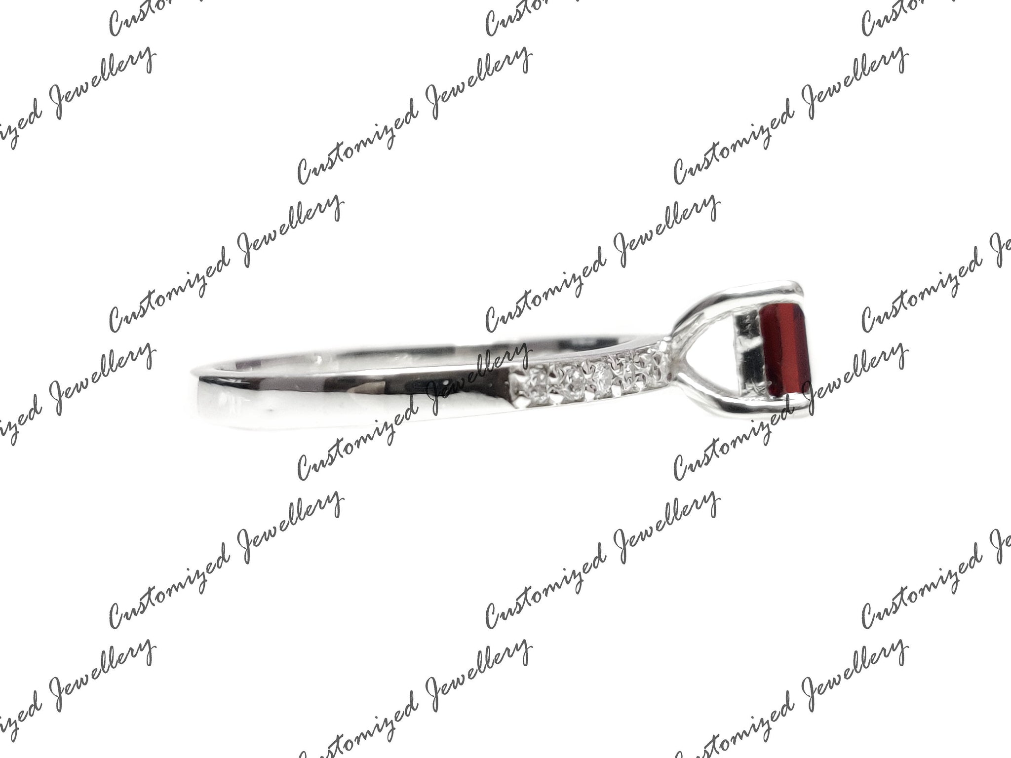 Garnet Promise Ring Garnet Stacking Ring Natural Garnet Engagement Band 925 Silver Garnet Stackable Band 5 mm Square Cut Garnet Ring For Her