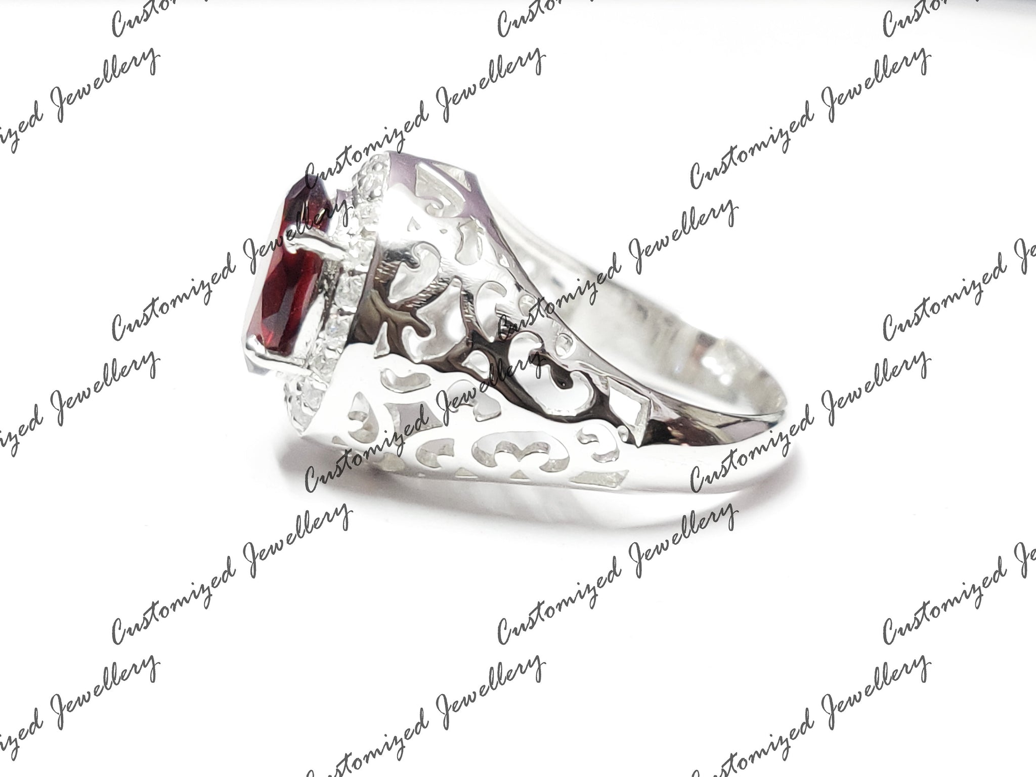 Big Garnet Statement Ring Art Deco Garnet Ring Large Garnet Statement Ring 8x10 Oval Garnet January Birthstone Ring Big Red Garnet Ring