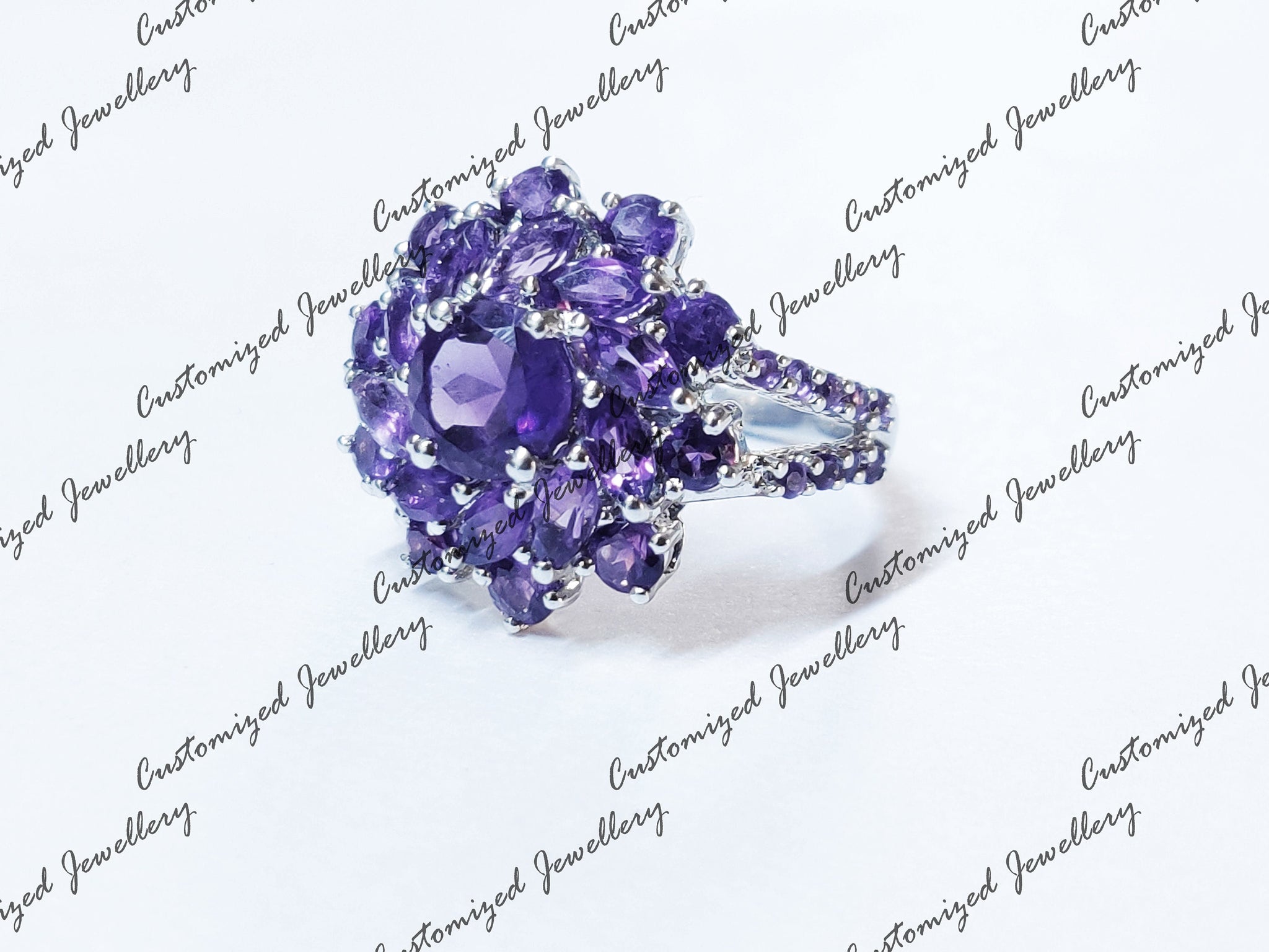 Natural Amethyst Statement Ring Flower Amethyst Ring Beautiful Amethyst Anniversary Ring Natural Amethyst February Birthstone Ring 925Silver
