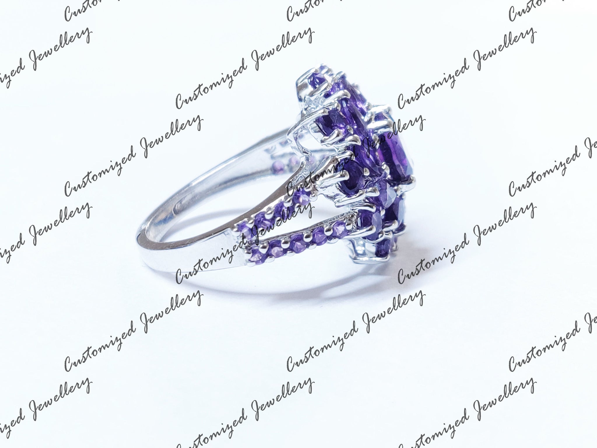 Natural Amethyst Statement Ring Flower Amethyst Ring Beautiful Amethyst Anniversary Ring Natural Amethyst February Birthstone Ring 925Silver