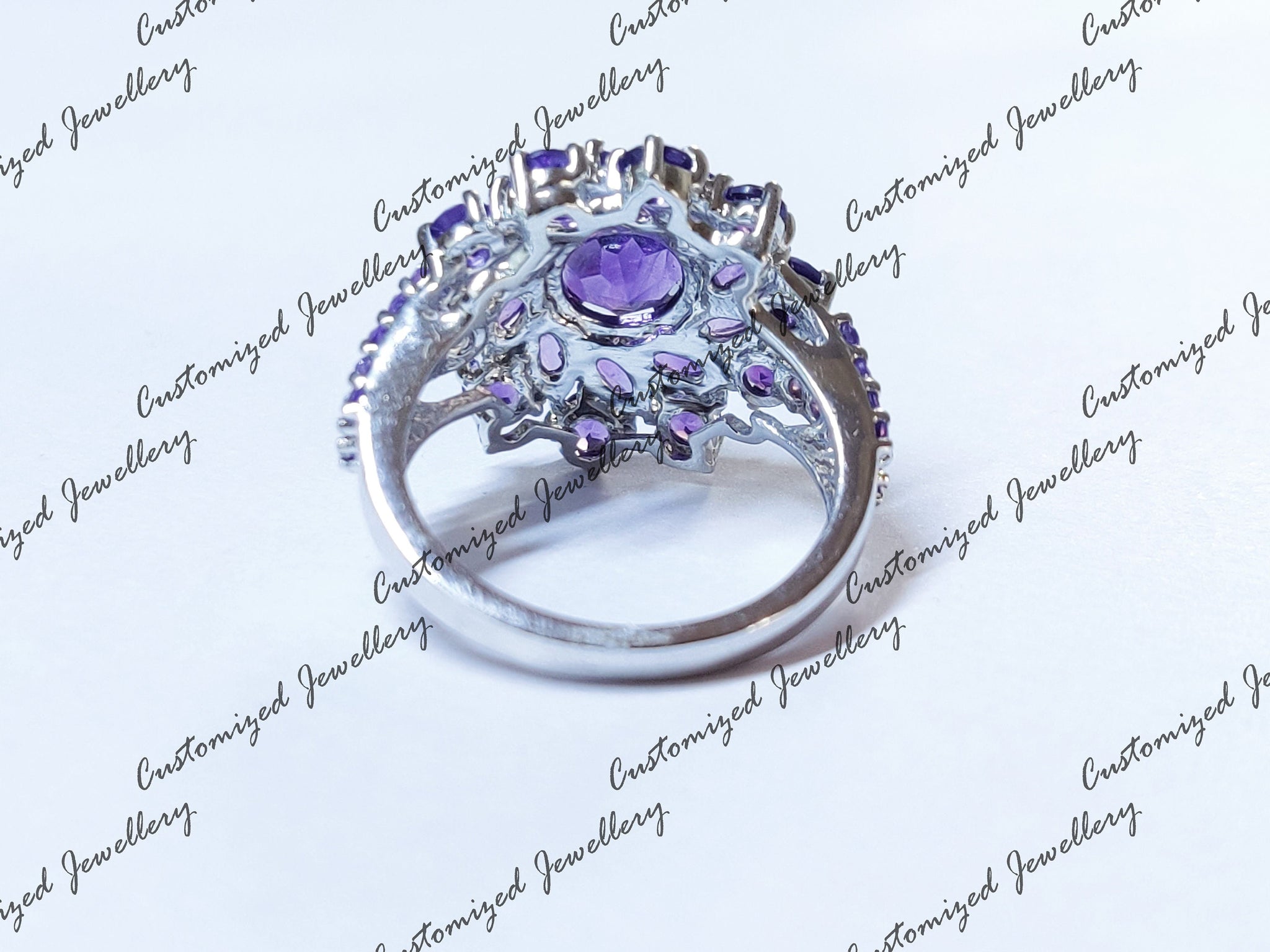 Natural Amethyst Statement Ring Flower Amethyst Ring Beautiful Amethyst Anniversary Ring Natural Amethyst February Birthstone Ring 925Silver