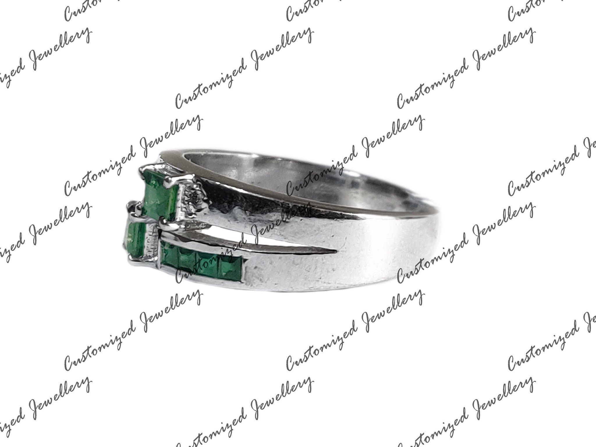 Mens Emerald Band Natural Emerald Band 1.5 Ct Emerald Promise Ring Natural Emerald Groomsmen Band May Birthstone Ring Mens Wedding Band