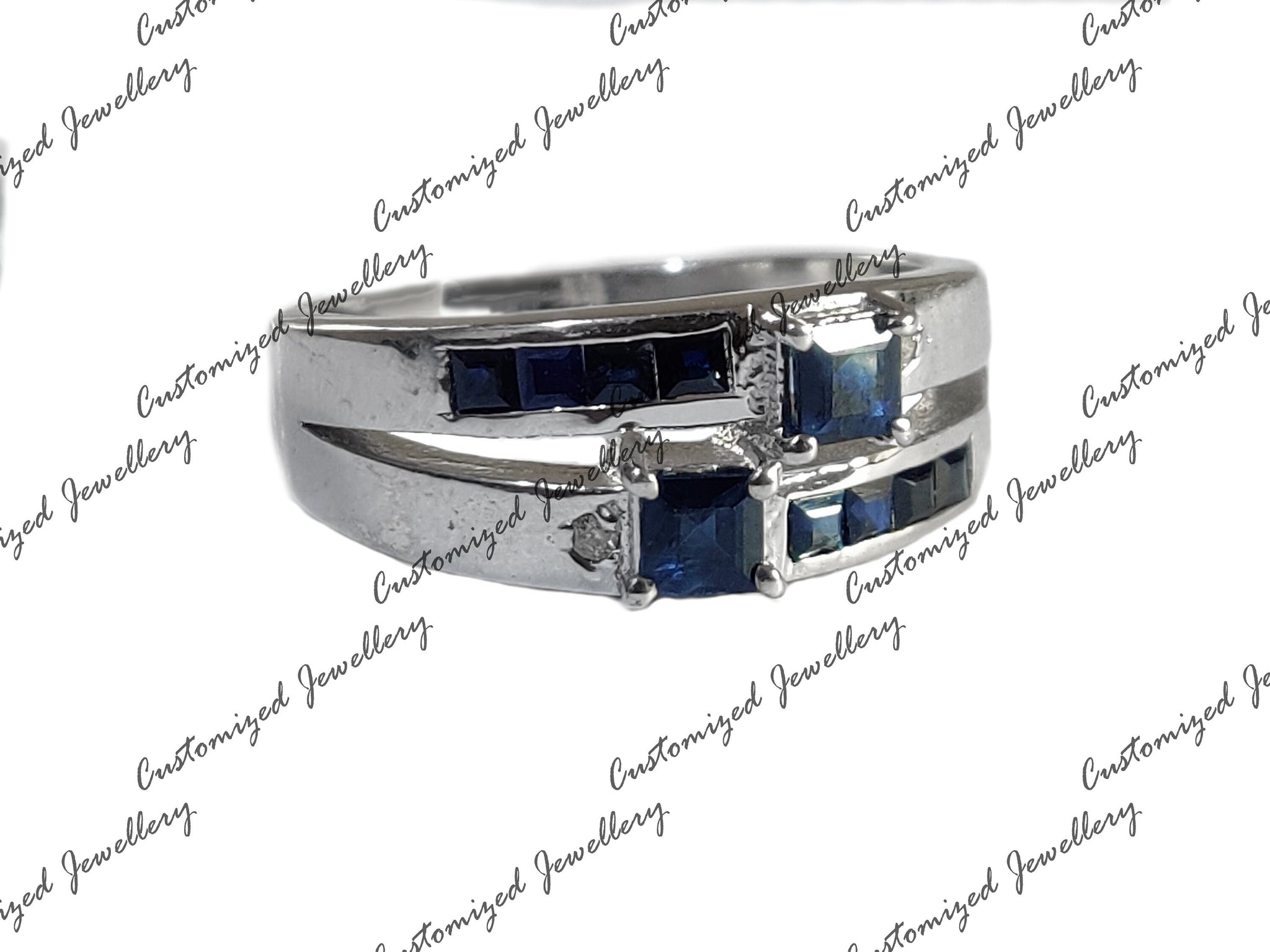 Mens Sapphire Band Natural Emerald Band 1.5 Ct Sapphire Promise Ring Natural Sapphire Groomsmen Band September Birthstone Ring Mens Band