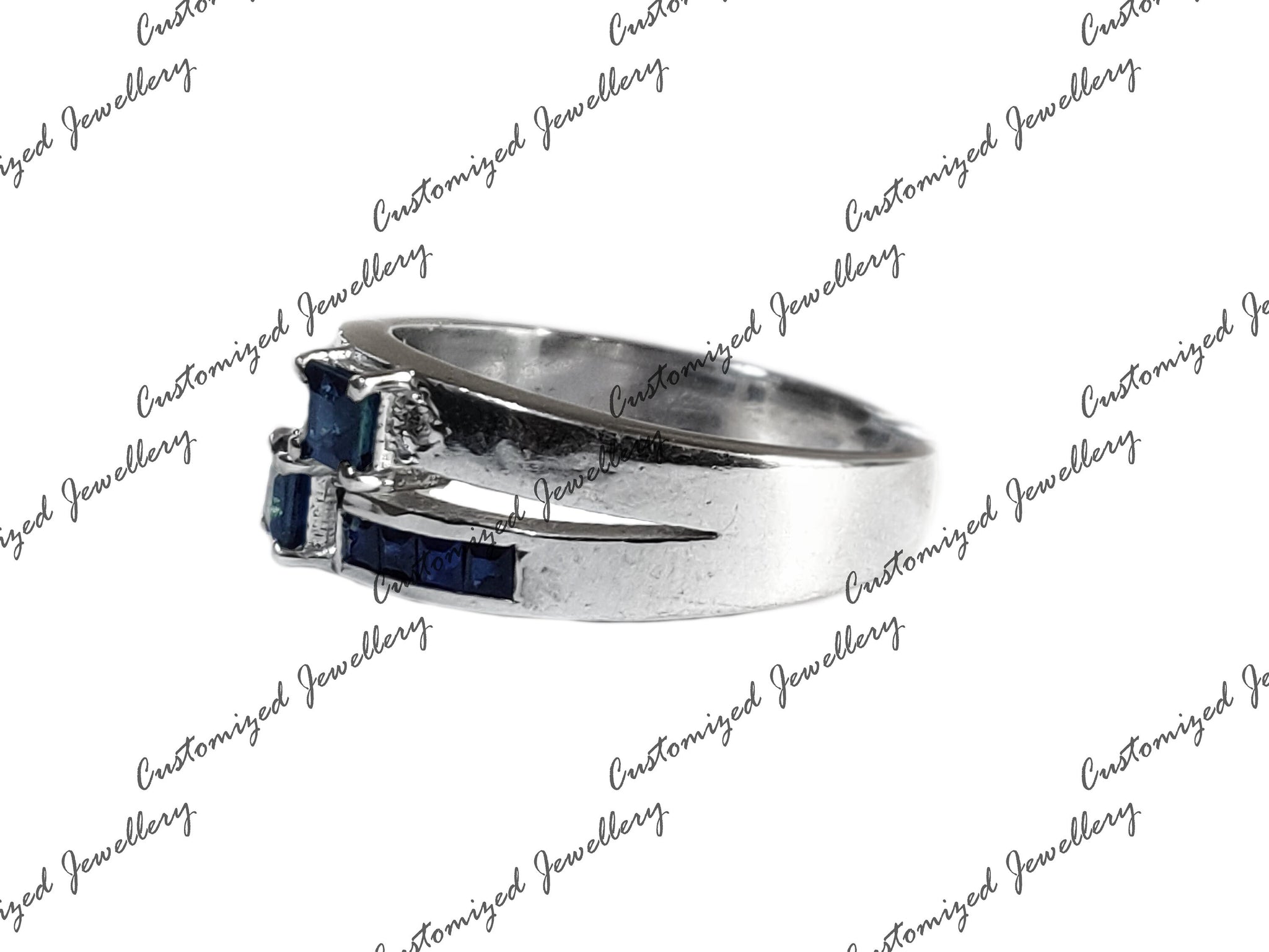 Mens Sapphire Band Natural Emerald Band 1.5 Ct Sapphire Promise Ring Natural Sapphire Groomsmen Band September Birthstone Ring Mens Band