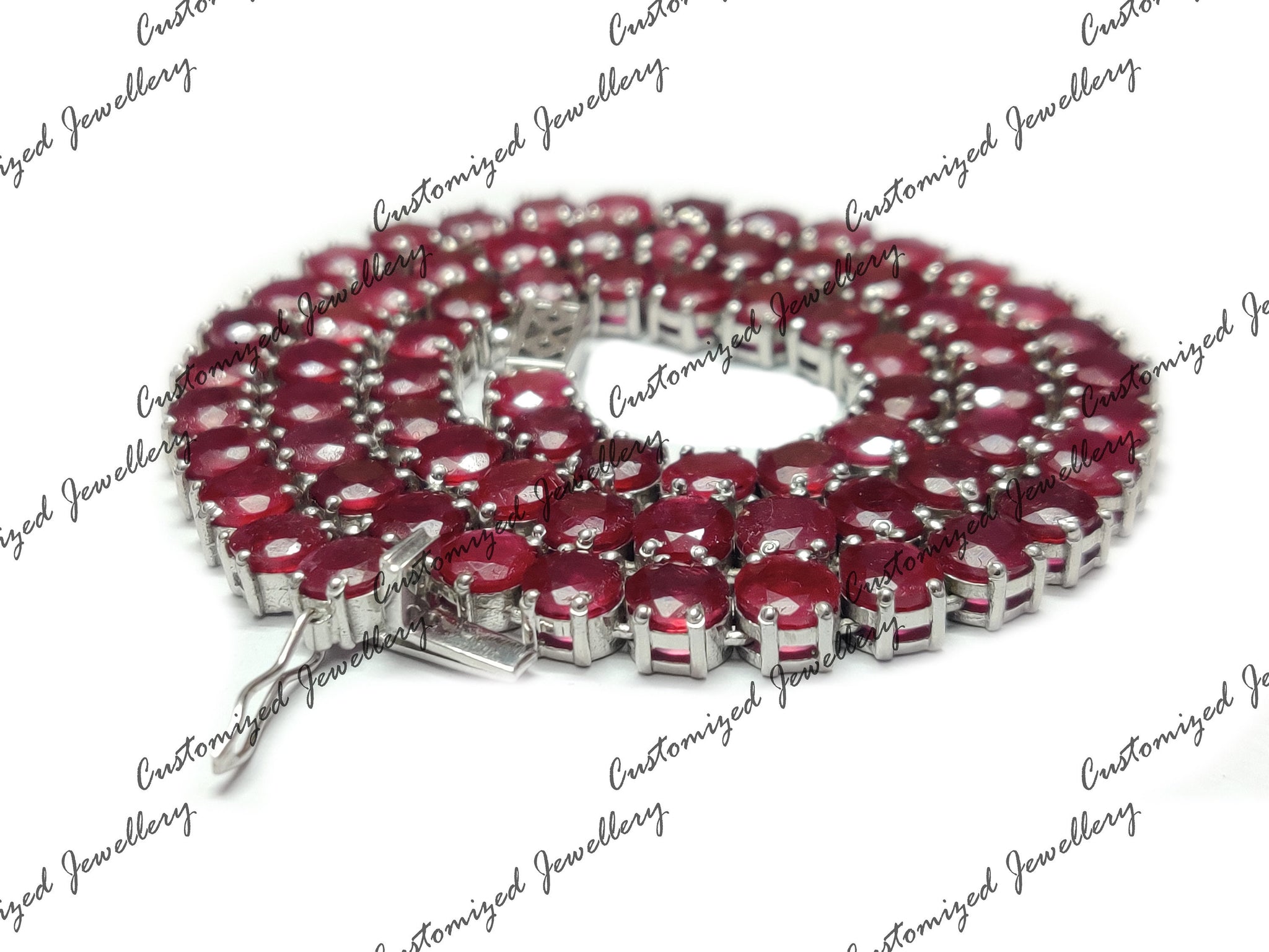 Genuine Ruby Necklace Natural Ruby Tennis Necklace Real Ruby Necklace Ruby Tennis Chain Natural Ruby Necklace Ruby July Birthstone Necklace