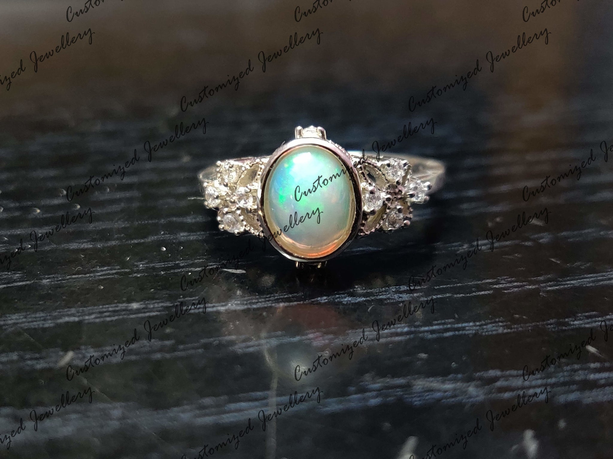 Opal Engagement Ring Vintage Opal Wedding Ring Silver Ring For Women Natural Ethiopian Opal Promise Ring October Birthstone Ring