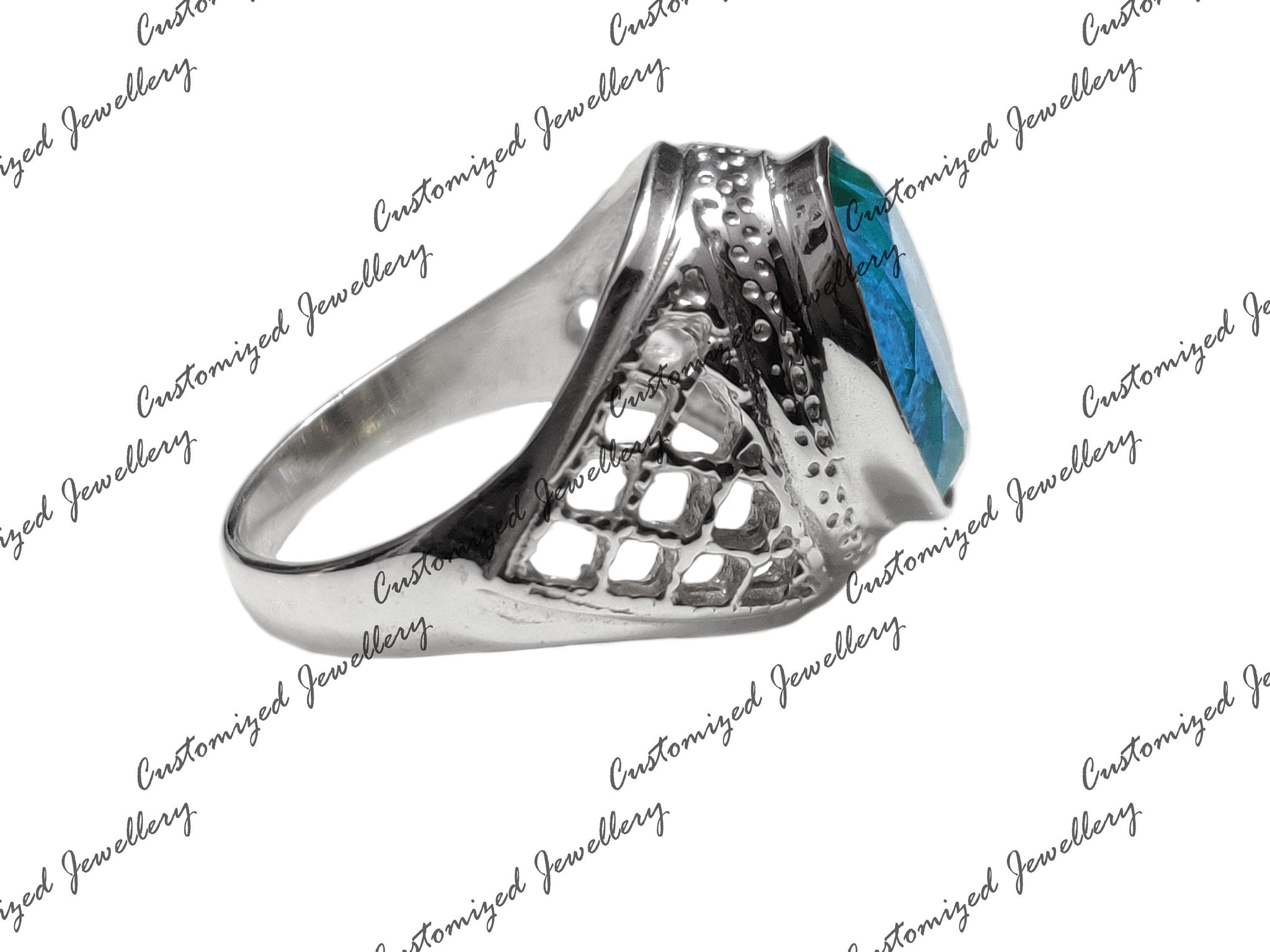 Natural Swiss Blue Topaz Statement Ring 5 Ct Blue Topaz Cocktail Ring 925 Silver Swiss Topaz Boho Ring Swiss Topaz November Birthstone Ring