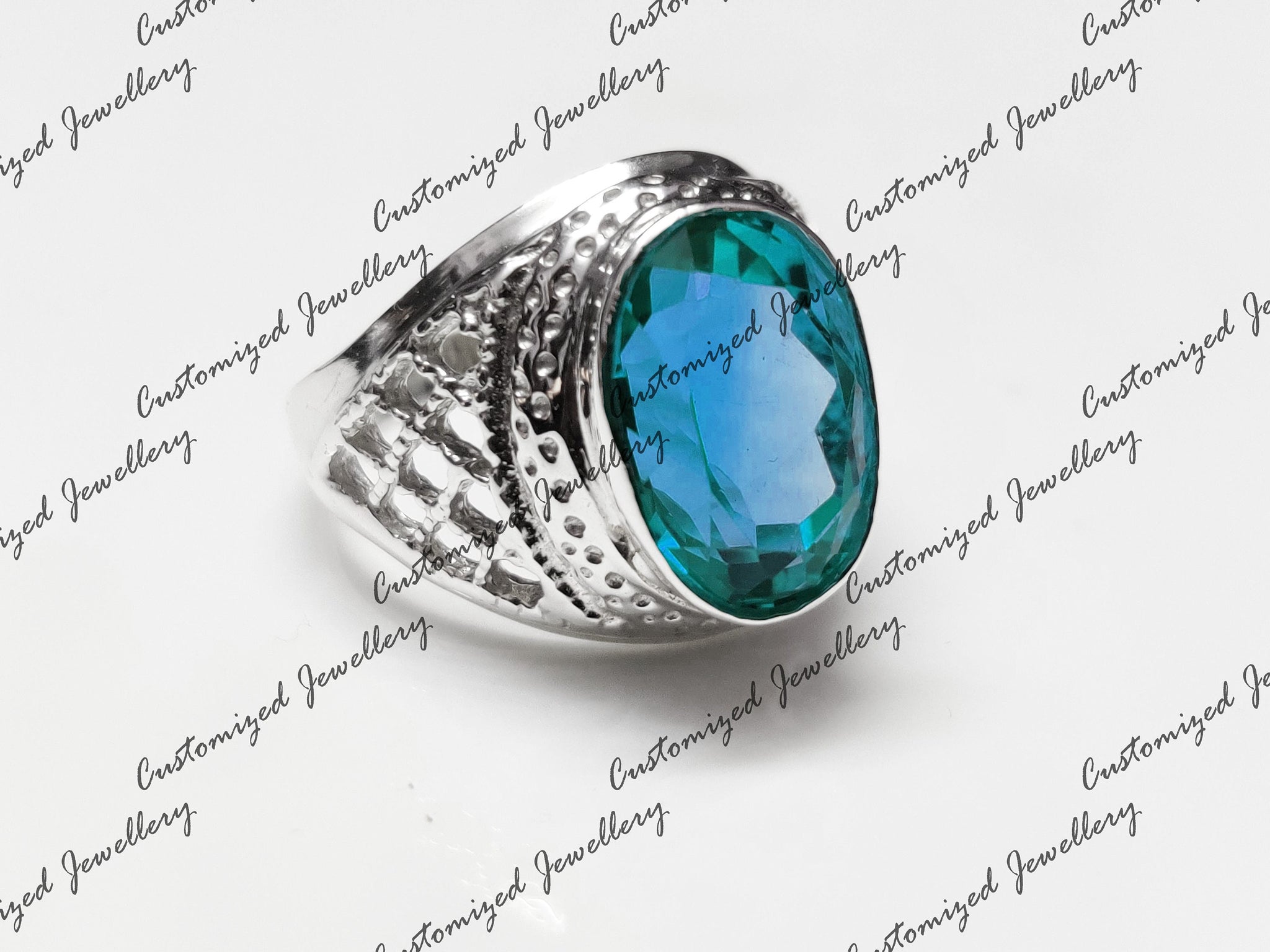 Natural Swiss Blue Topaz Statement Ring 5 Ct Blue Topaz Cocktail Ring 925 Silver Swiss Topaz Boho Ring Swiss Topaz November Birthstone Ring