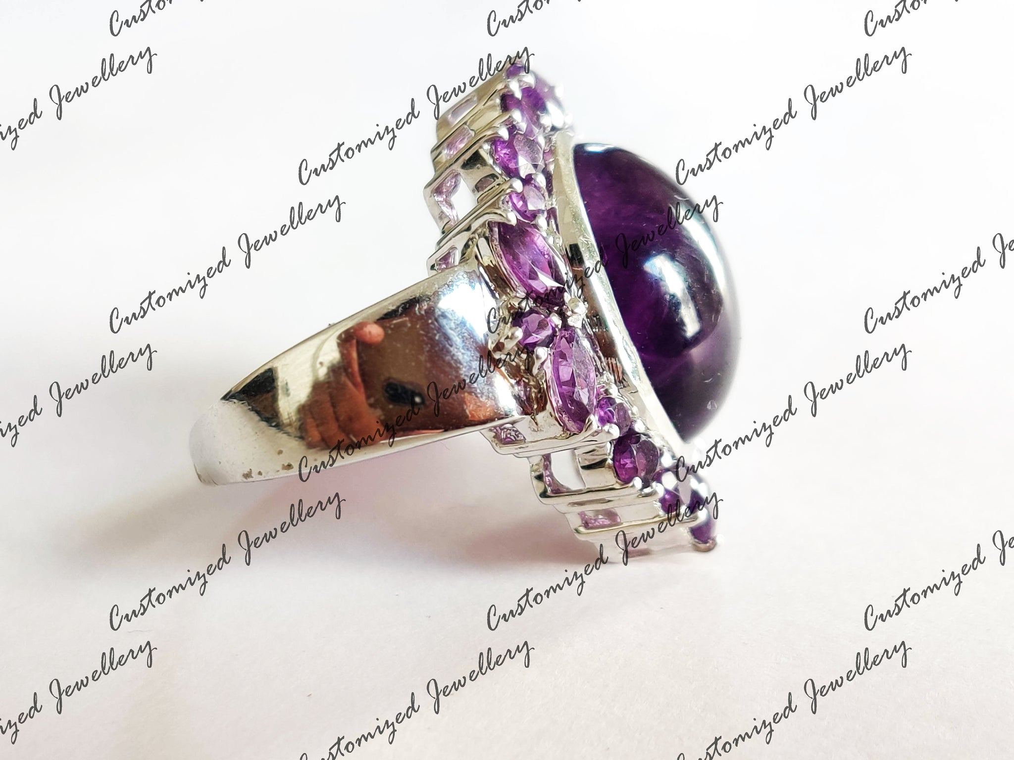 Big Amethyst Statement Ring 10 Ct Amethyst Wedding Band Natural Amethyst Cocktail Ring Amethyst Bridal Ring February Birthstone Ring
