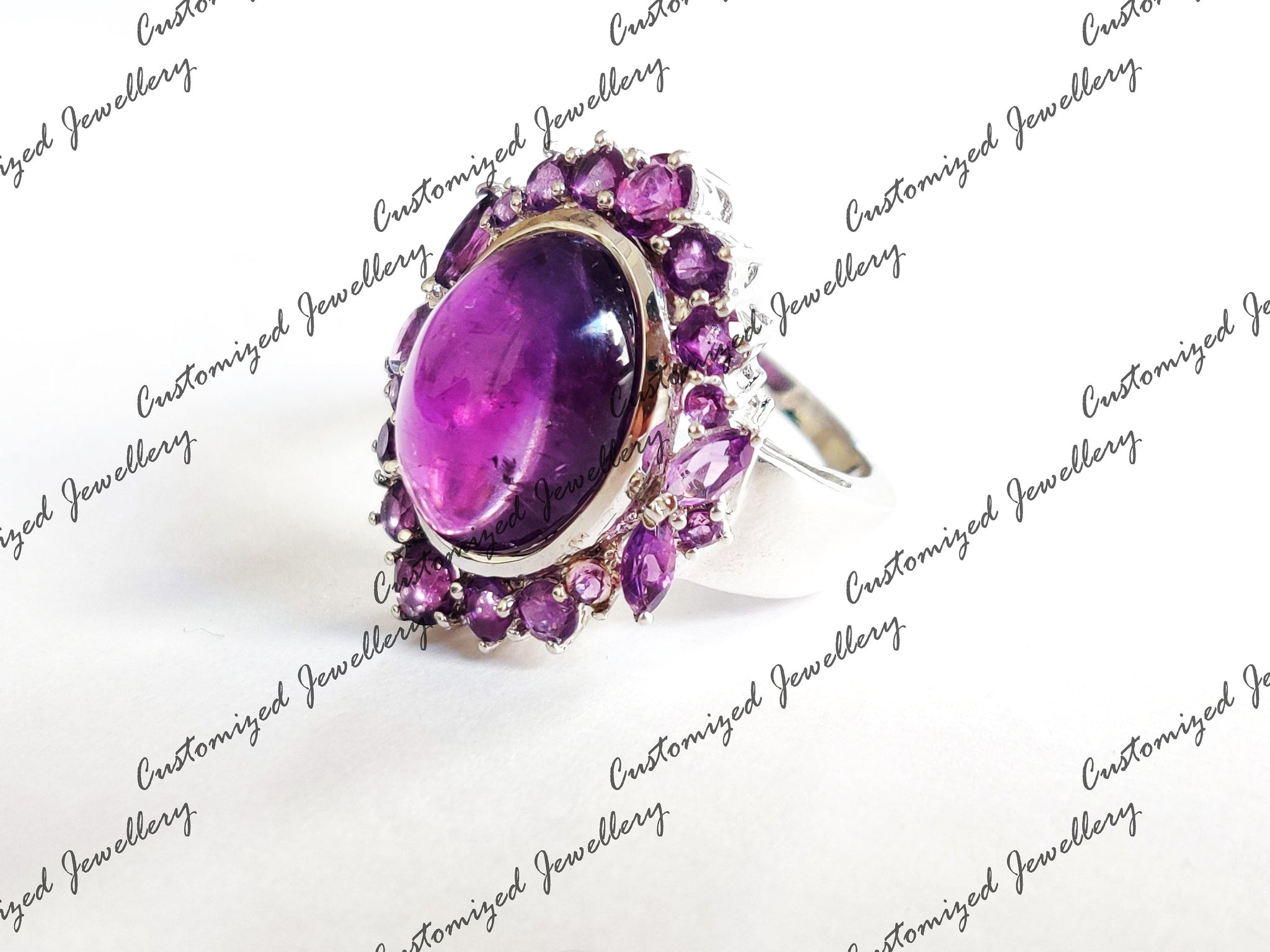 Big Amethyst Statement Ring 10 Ct Amethyst Wedding Band Natural Amethyst Cocktail Ring Amethyst Bridal Ring February Birthstone Ring