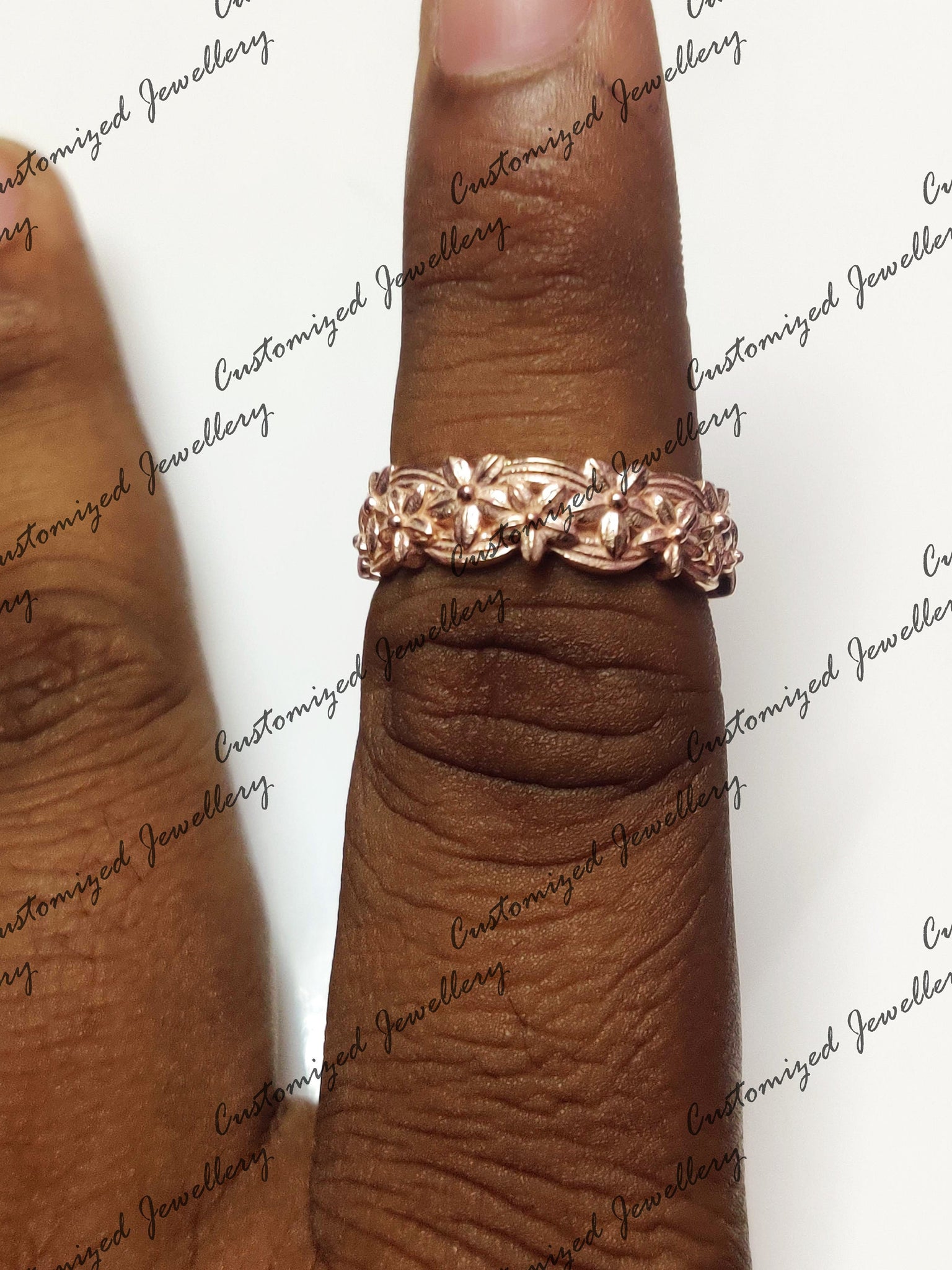 Rose Gold Flower Band Silver Flower Bridal Ring Floral Anniversary Ring Rose Flower Promise Band Solid Silver Floral Anniversary Band