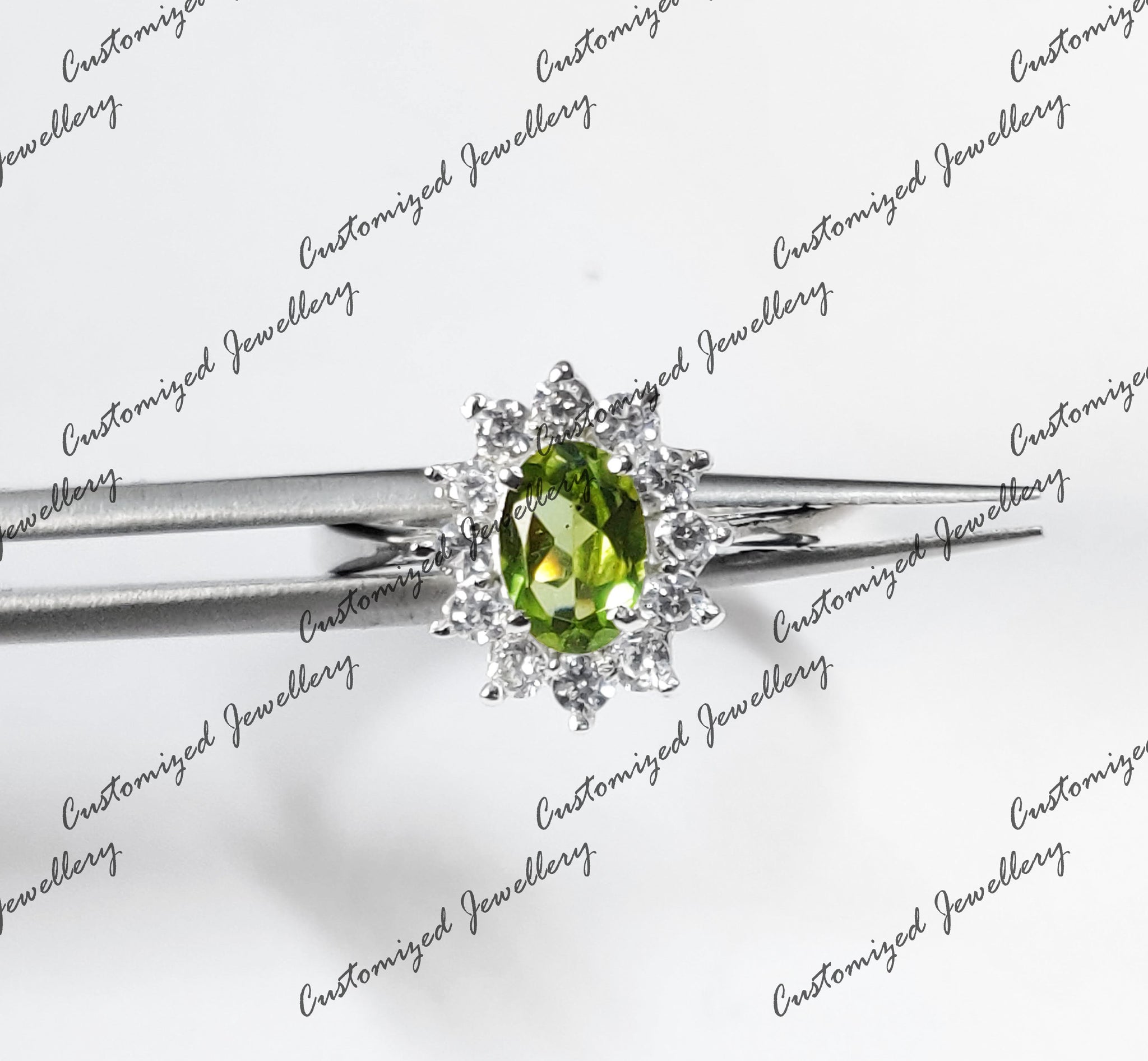 Silver Peridot Solitaire Ring 5x7 mm Oval Peridot Promise Ring Natural Peridot Anniversary Ring Ausgust Birthstone Ring Mothers Day Gift