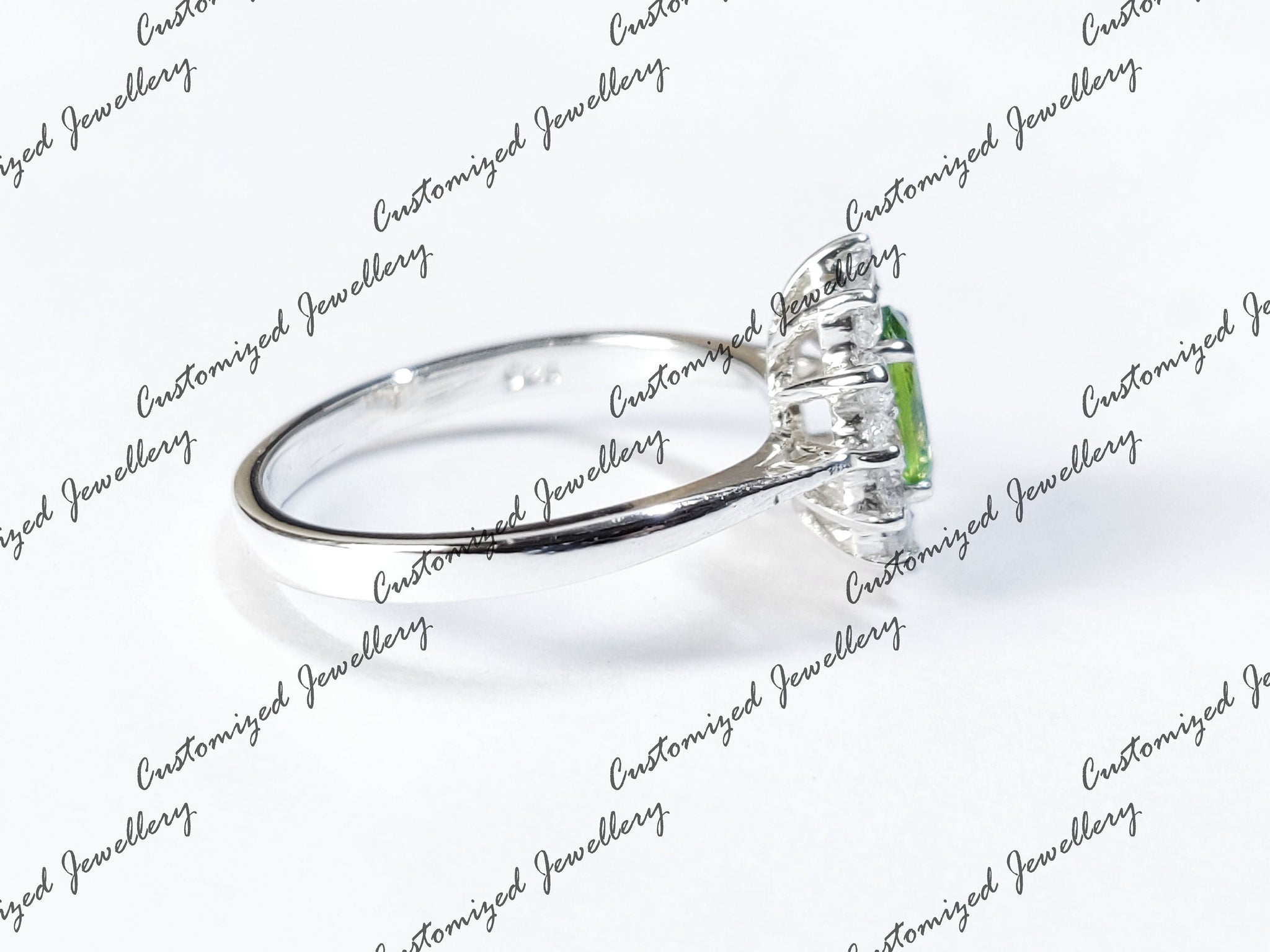 Silver Peridot Solitaire Ring 5x7 mm Oval Peridot Promise Ring Natural Peridot Anniversary Ring Ausgust Birthstone Ring Mothers Day Gift