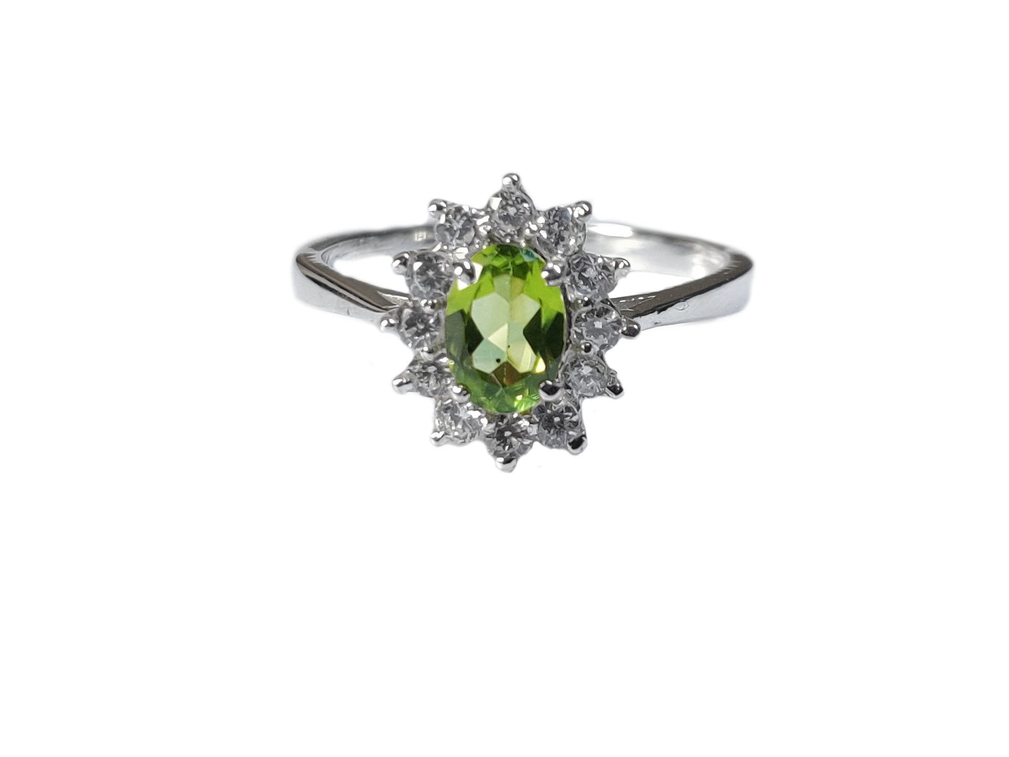 Silver Peridot Solitaire Ring 5x7 mm Oval Peridot Promise Ring Natural Peridot Anniversary Ring Ausgust Birthstone Ring Mothers Day Gift