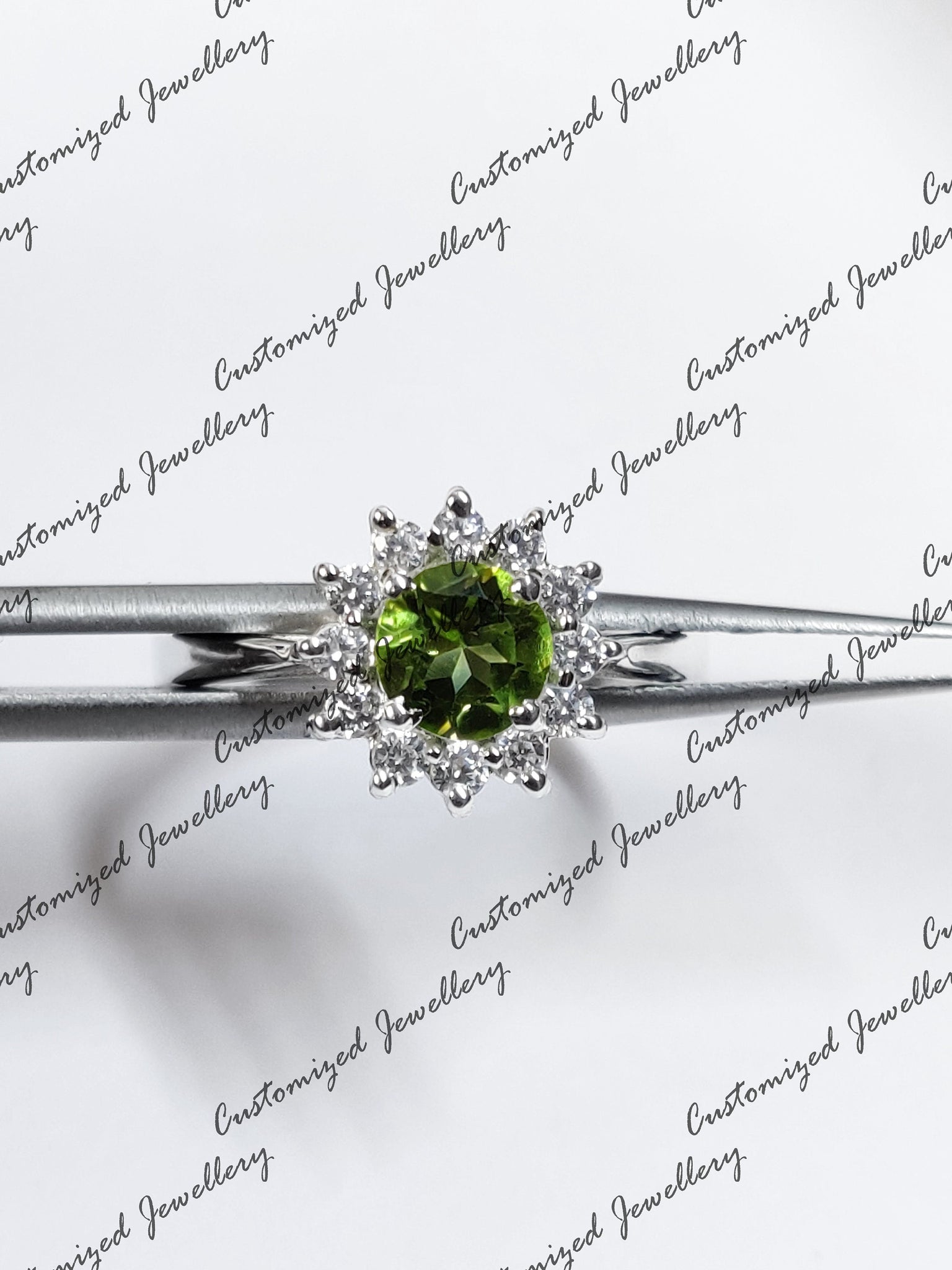 Silver Peridot Solitaire Ring Round Peridot Promise Ring Natural Peridot Anniversary Ring Birthstone Ring Mothers Day Gift Birthstone Rings