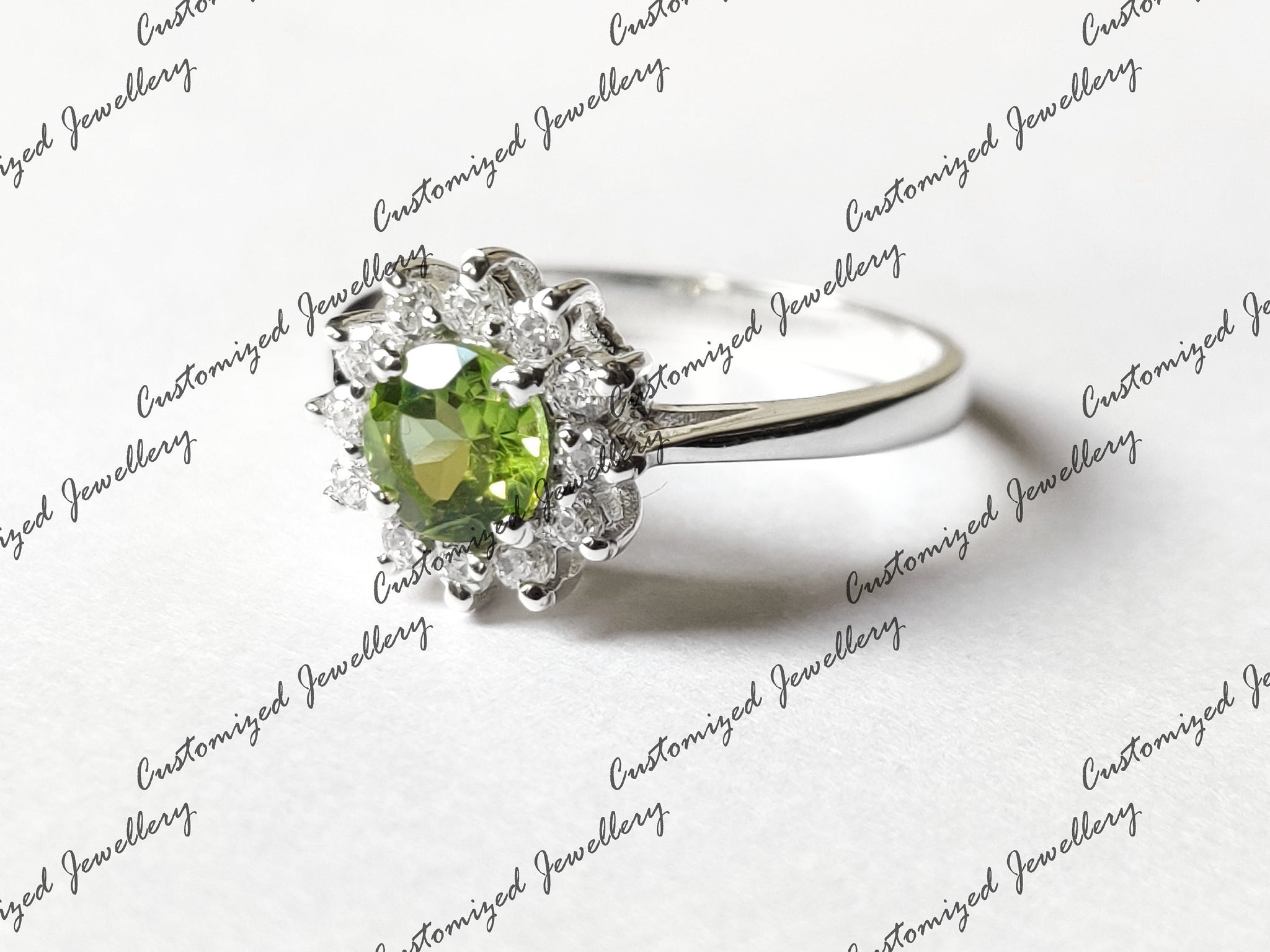 Silver Peridot Solitaire Ring Round Peridot Promise Ring Natural Peridot Anniversary Ring Birthstone Ring Mothers Day Gift Birthstone Rings