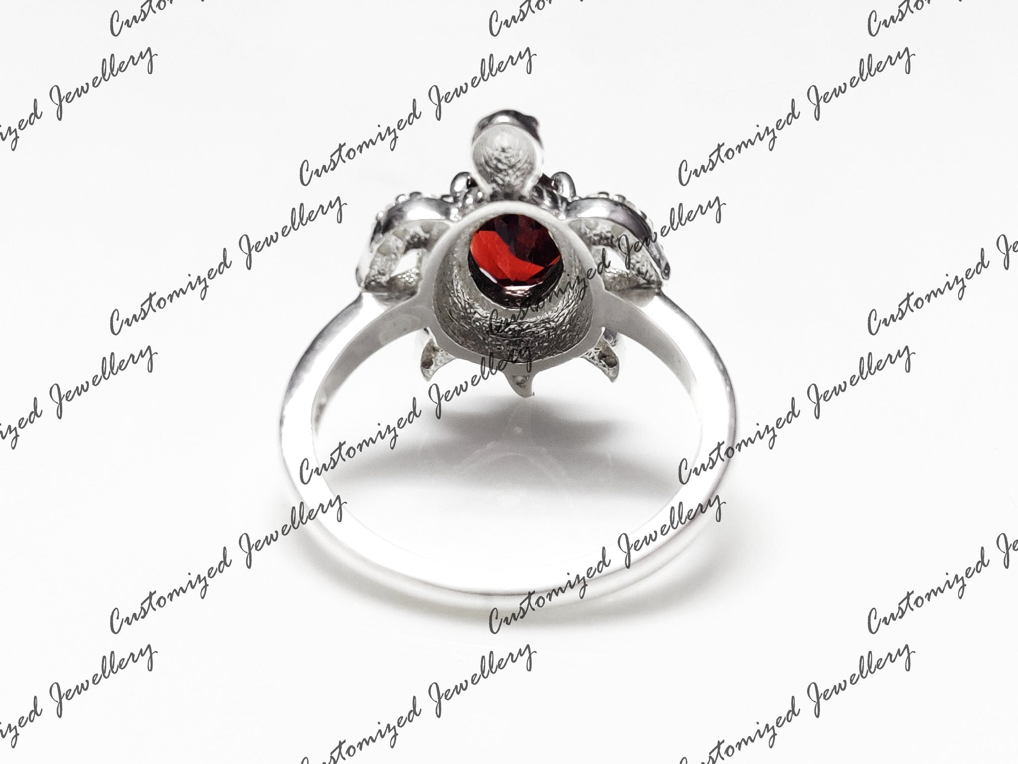 Silver Garnet Turtle Ring Natural Garnet Good Luck Ring Silver Garnet Turtle Ring 925 Silver January Birthstone Ring Bridal Gifts
