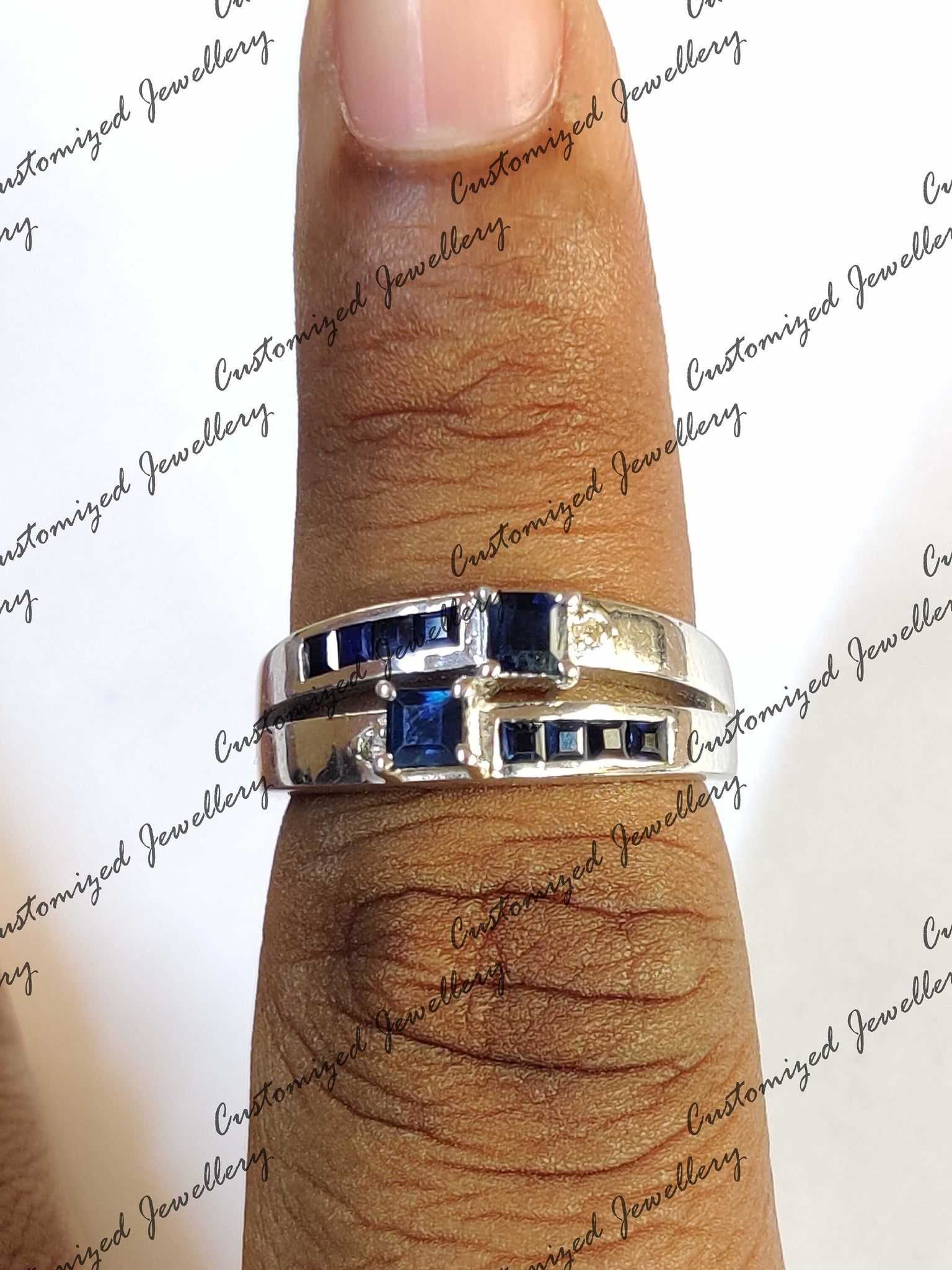 Mens Sapphire Band Natural Emerald Band 1.5 Ct Sapphire Promise Ring Natural Sapphire Groomsmen Band September Birthstone Ring Mens Band