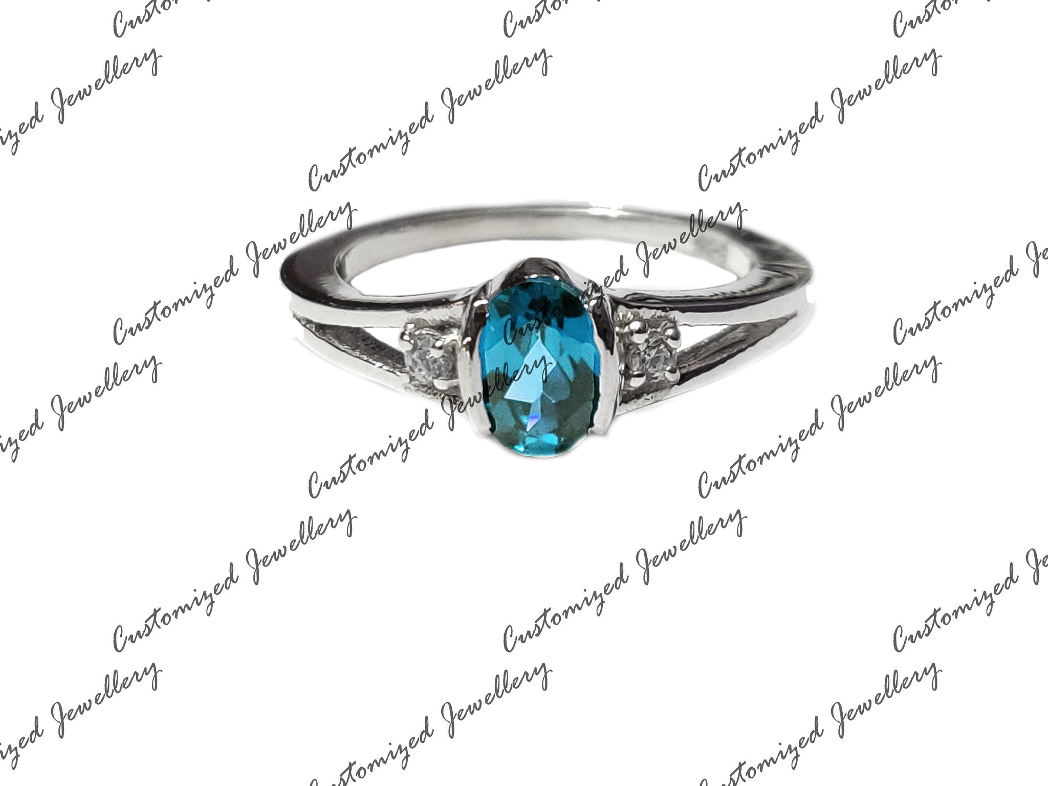 Silver Blue Topaz Solitaire Ring Oval Swiss Topaz Promise Ring Natural Blue Topaz Anniversary Ring Birthstone Ring Mothers Day Gifts For Her